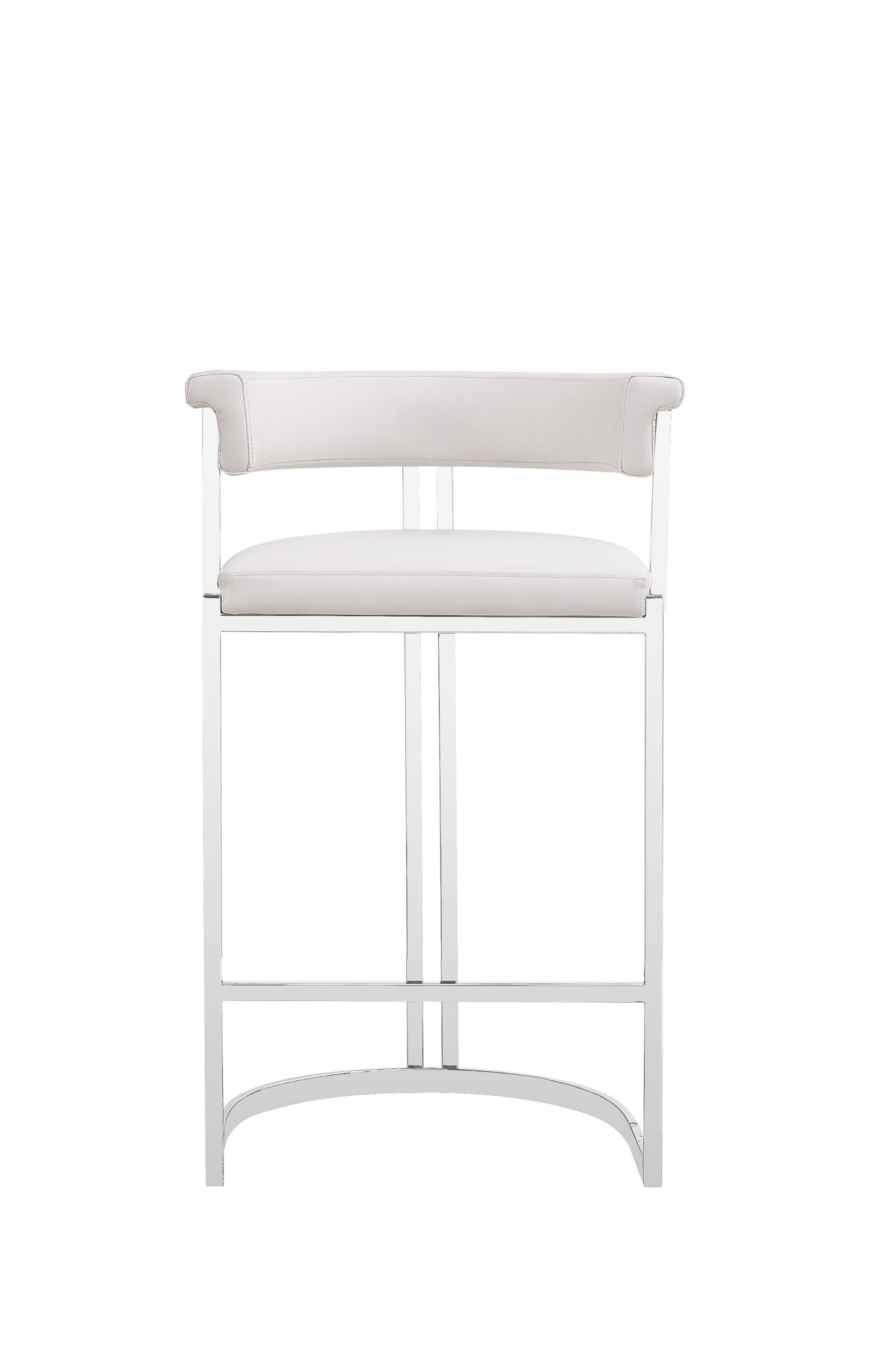Modrest Munith Modern White Vegan Leather Stainless Steel Counter Chair
