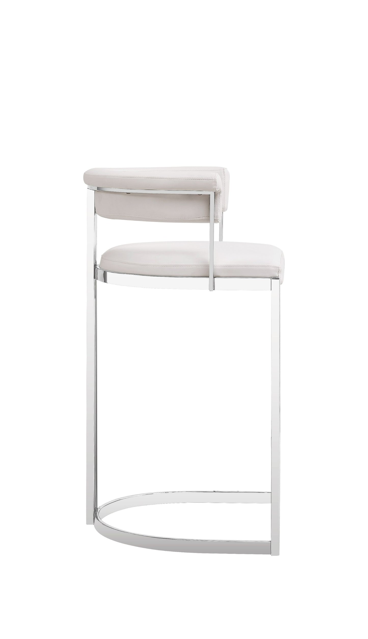 Modrest Munith Modern White Vegan Leather Stainless Steel Counter Chair