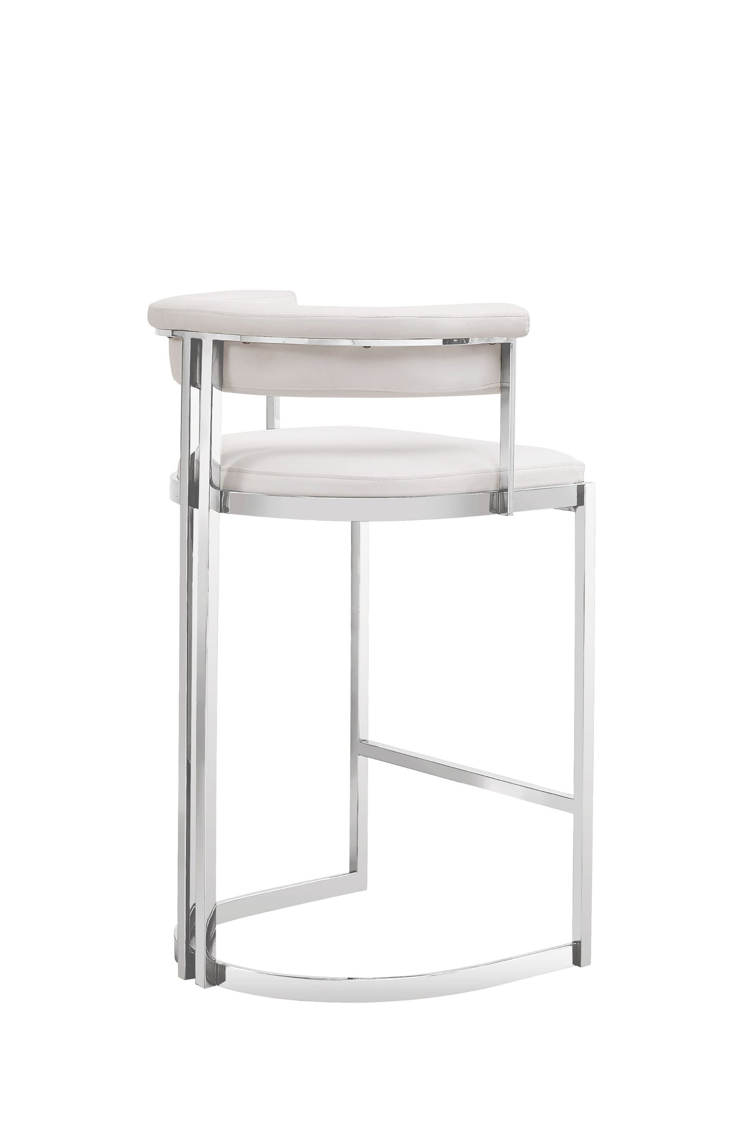 Modrest Munith Modern White Vegan Leather Stainless Steel Counter Chair