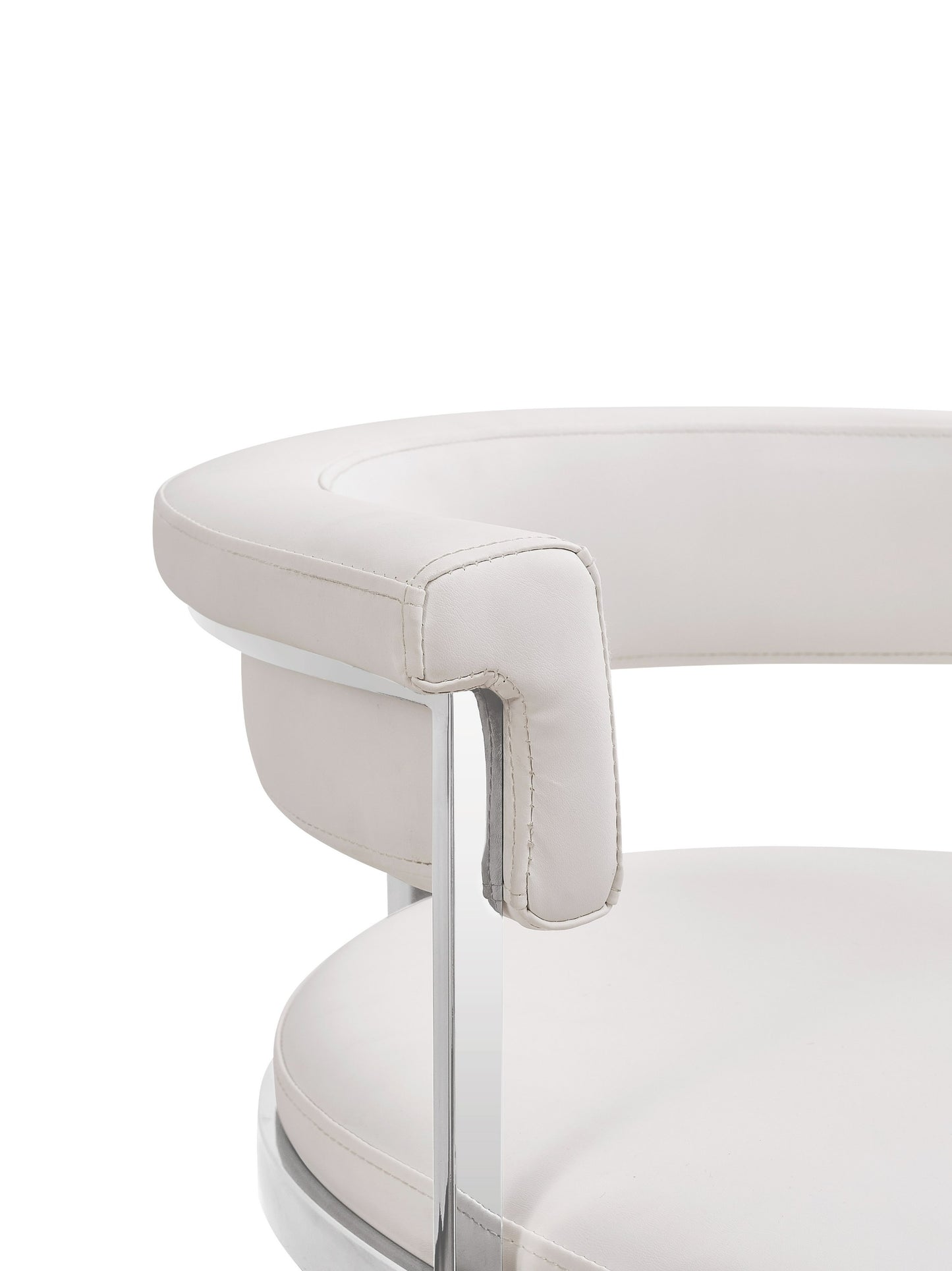Modrest Munith Modern White Vegan Leather Stainless Steel Counter Chair