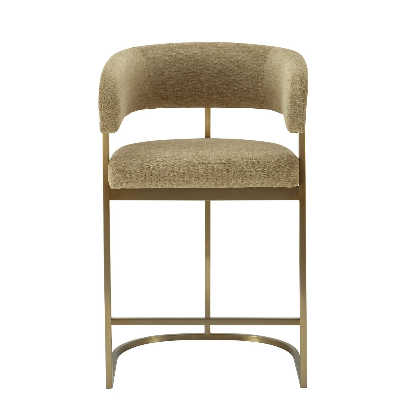 Modrest Sebastian Modern Brown Fabric Antique Brass Counter Chair