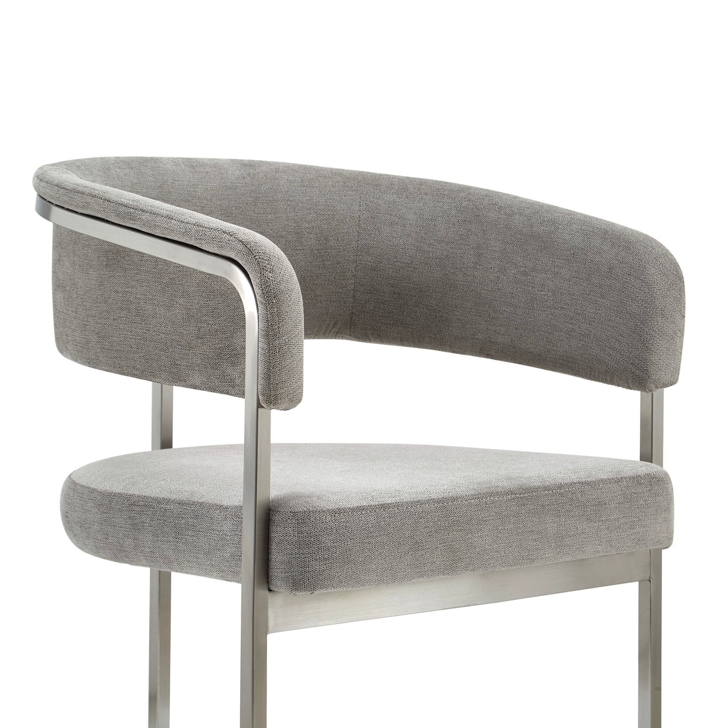 Modrest Sebastian Modern Grey Fabric Stainless Steel Dining Chair