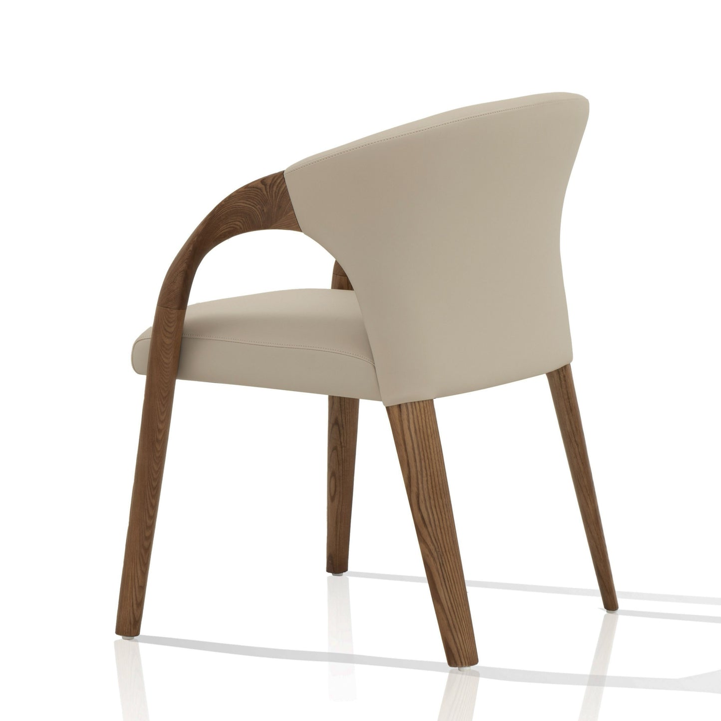 Modrest Wynetta Mid-Century Modern Grey Vegan Leather Walnut Dining Chair