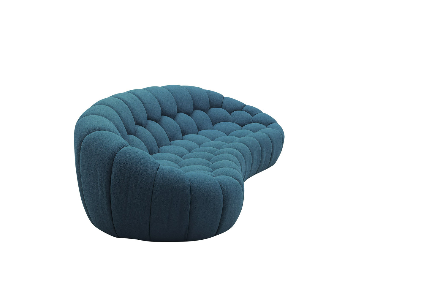Divani Casa Yolonda Modern Curved Dark Teal Fabric Sofa