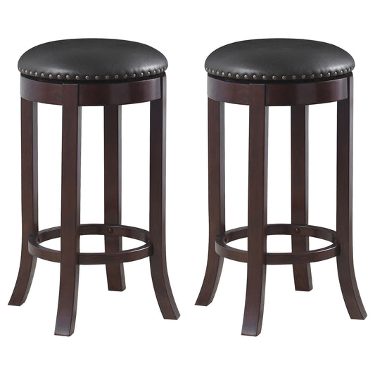 Aboushi Backless Swivel Bar Stool Brown (Set of 2)