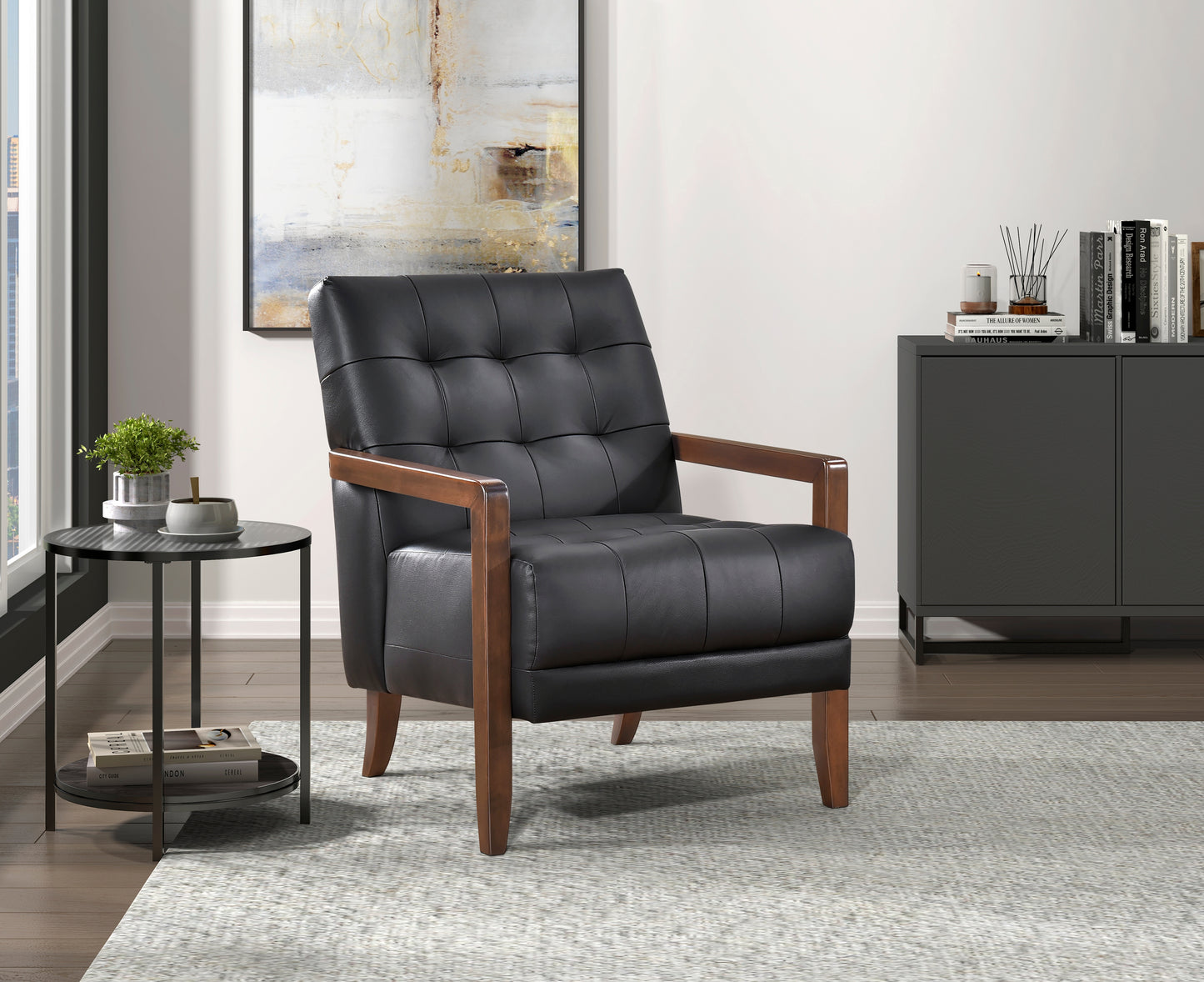 Homelegance Crafton Accent Chair in Black Upholstery 1010BLK-1