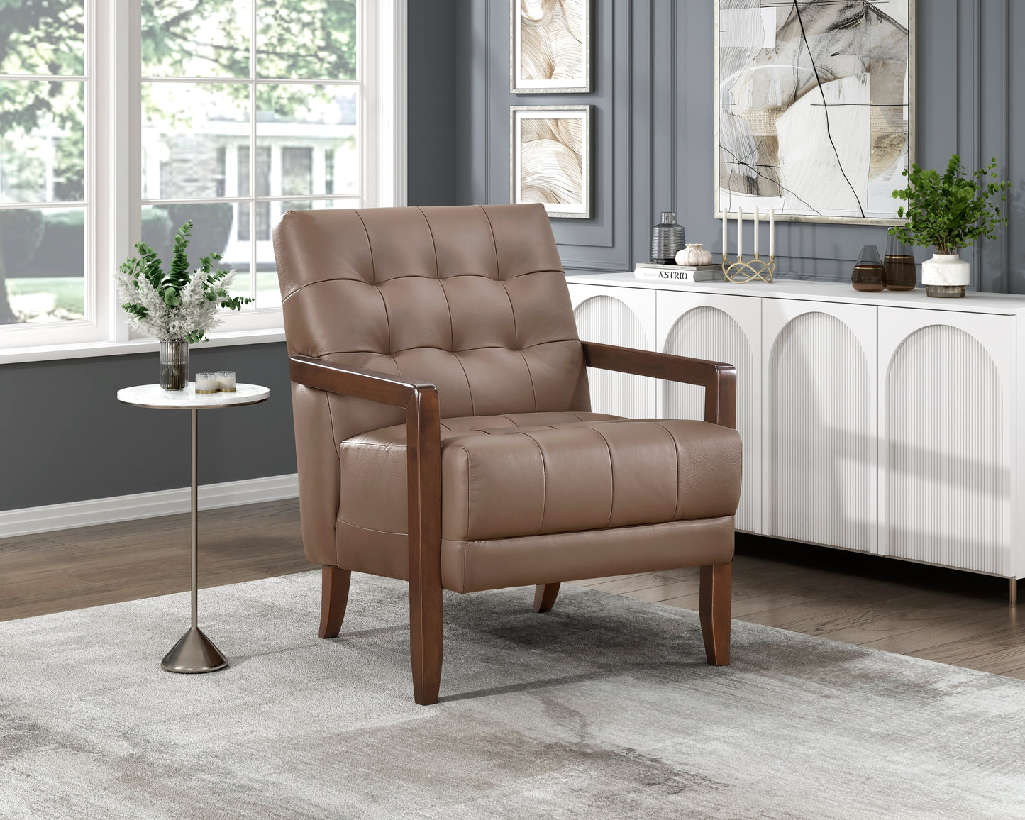 Homelegance Crafton Accent Chair in Rich Brown Upholstery 1010BRW-1