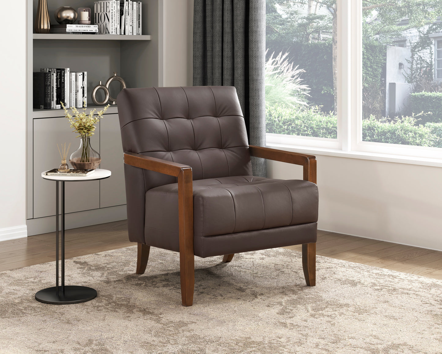 Homelegance Crafton Accent Chair in Dark Brown Leather 1010DBR-1