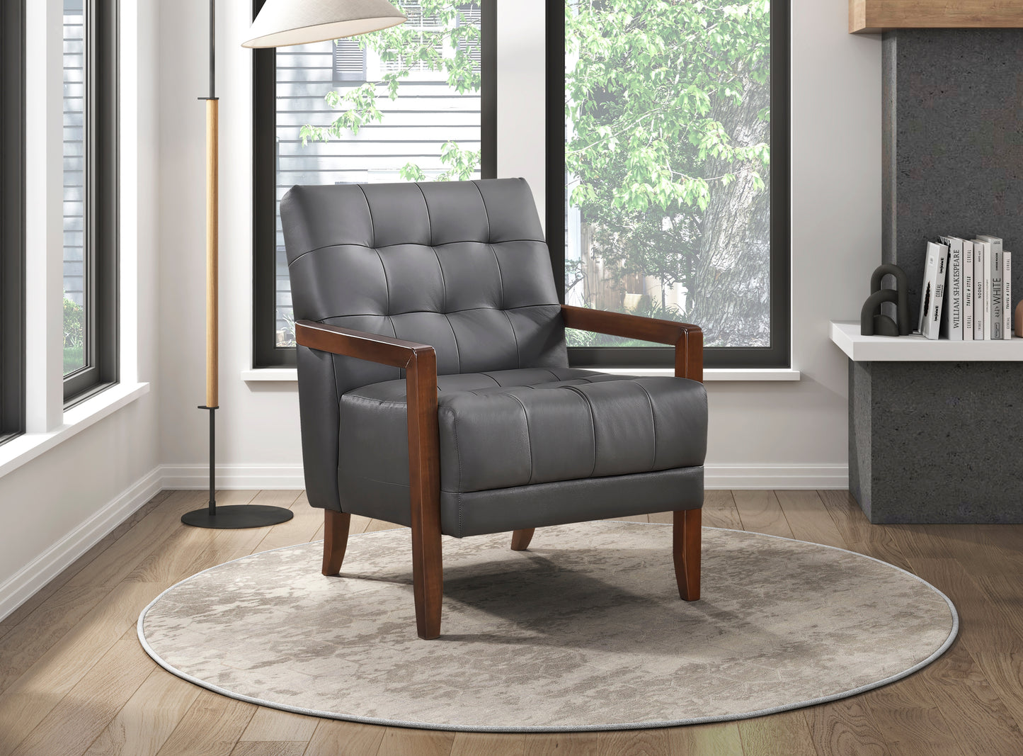 Homelegance Crafton Accent Chair in Gray Fabric with Stylish Design 1010DGY-1