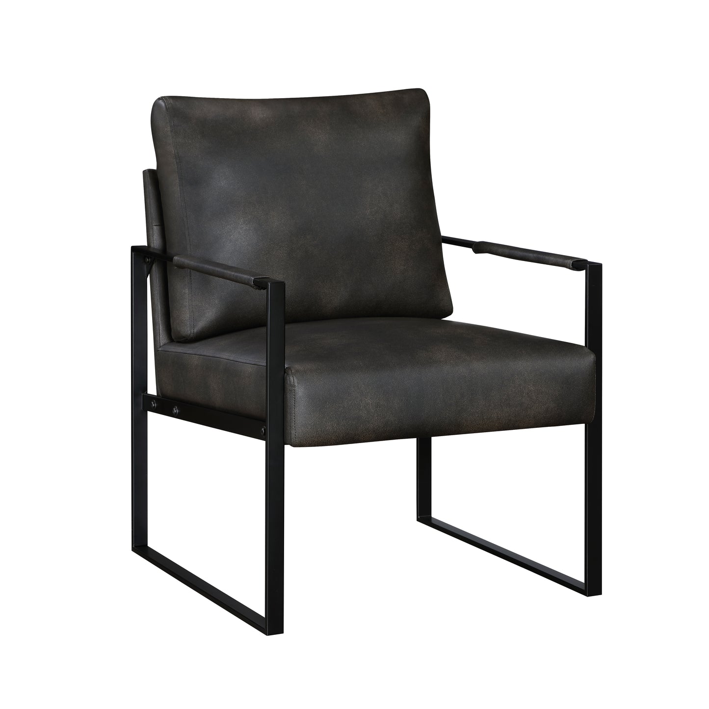 Homelegance Blaine Accent Chair in Dark Gray Faux Leather with Metal Frame 1011DGY-1