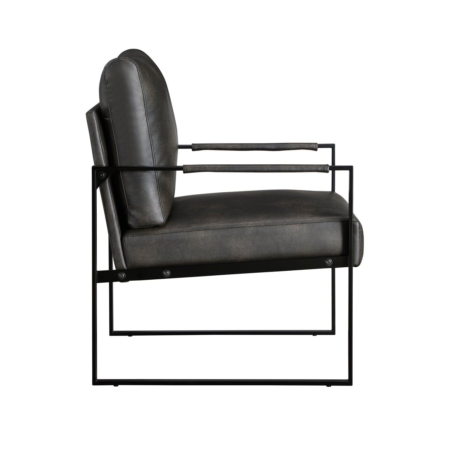 Homelegance Blaine Accent Chair in Dark Gray Faux Leather with Metal Frame 1011DGY-1