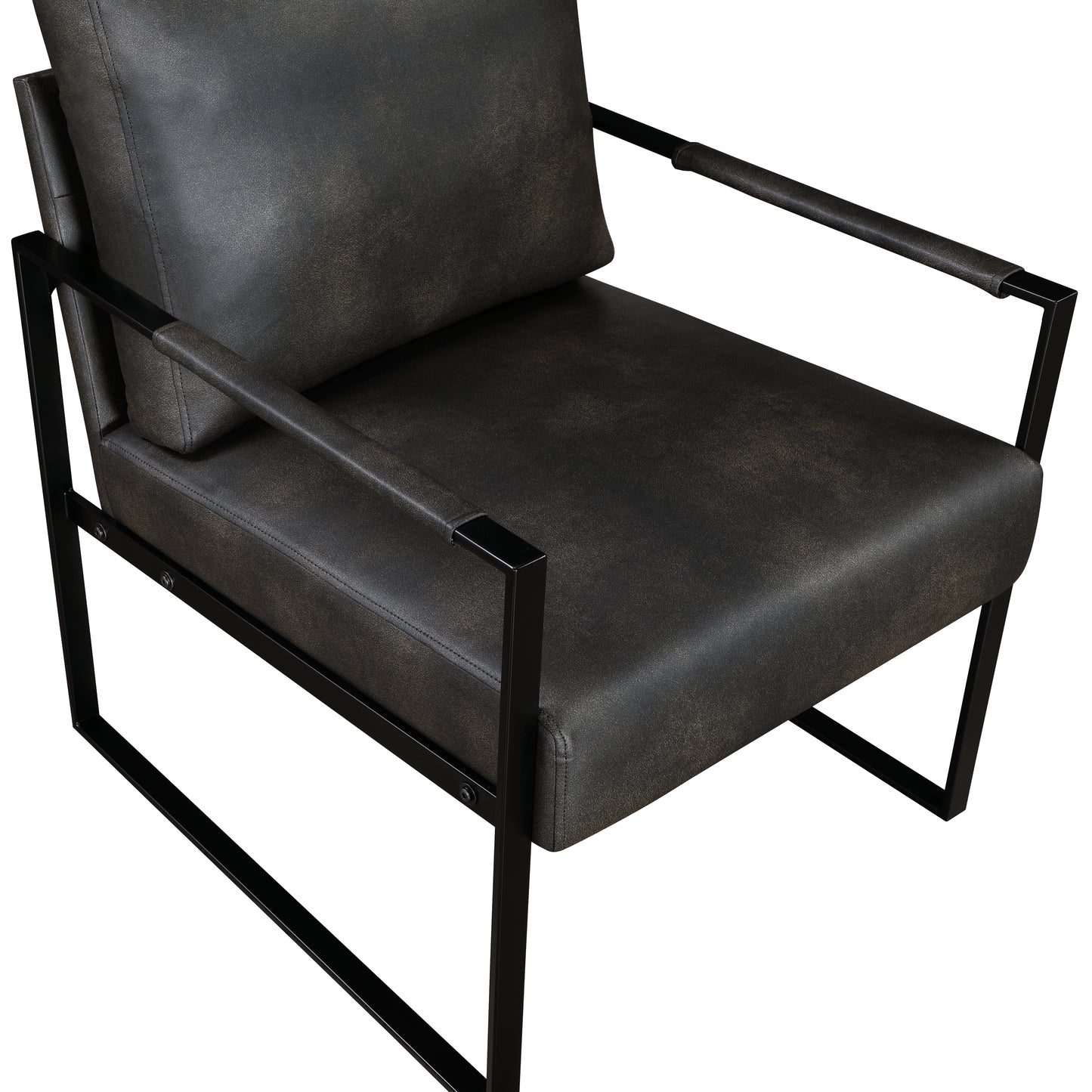 Homelegance Blaine Accent Chair in Dark Gray Faux Leather with Metal Frame 1011DGY-1