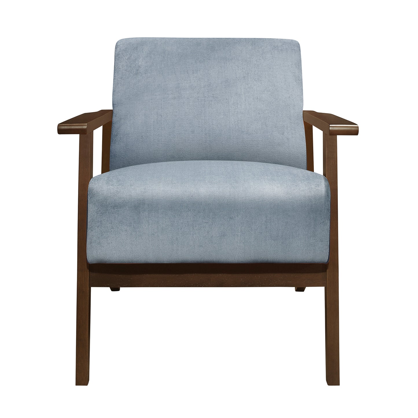 Homelegance August Accent Chair in Blue Gray Velvet with Dark Walnut Finish 1031BGY-1