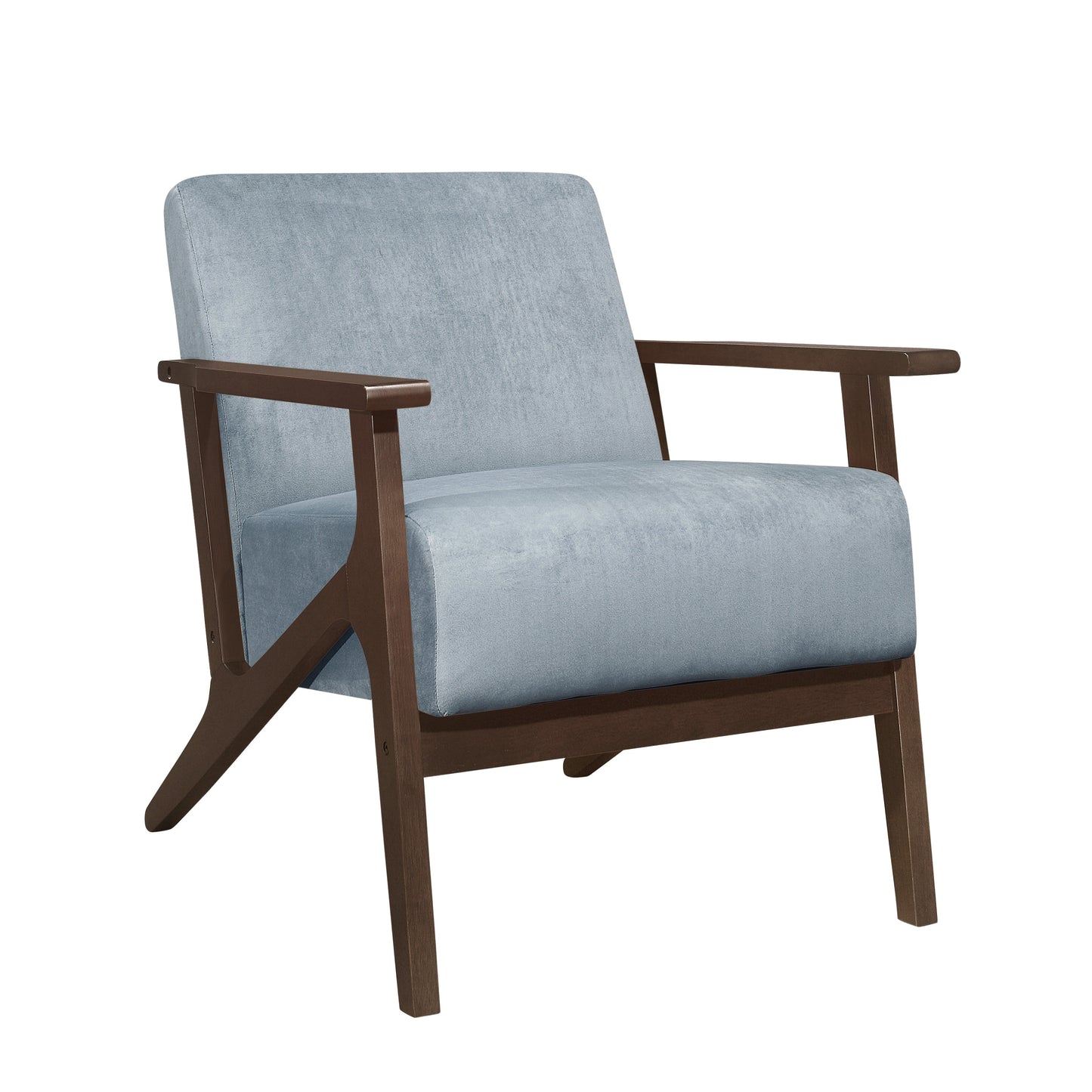 Homelegance August Accent Chair in Blue Gray Velvet with Dark Walnut Finish 1031BGY-1