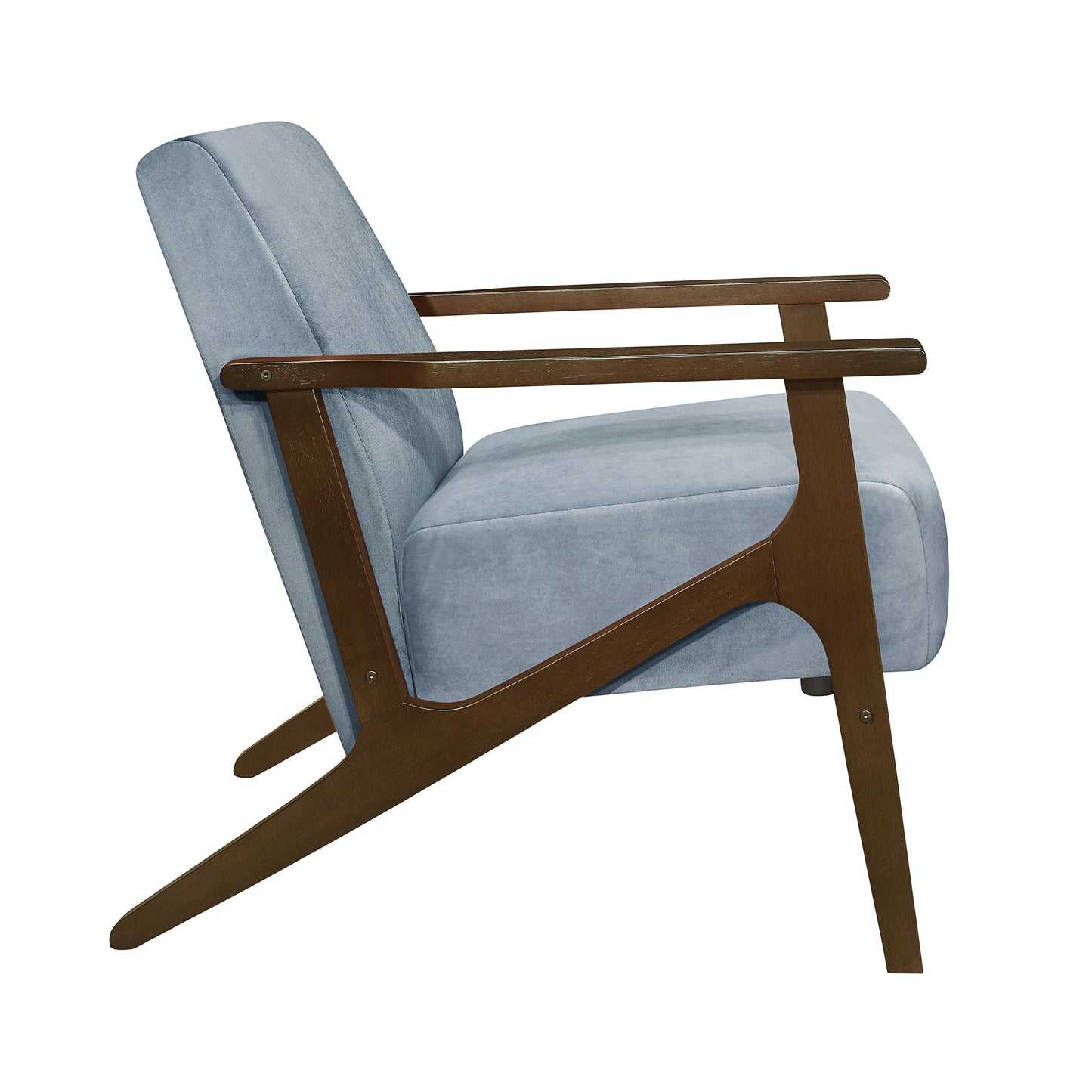 Homelegance August Accent Chair in Blue Gray Velvet with Dark Walnut Finish 1031BGY-1
