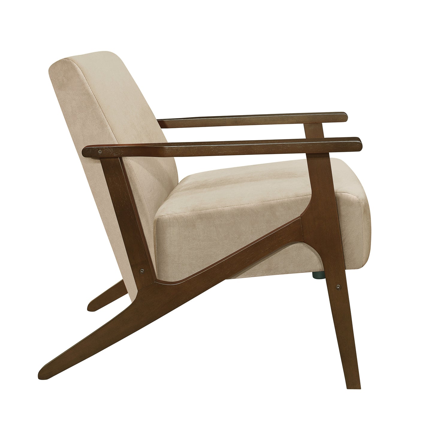 Homelegance August Accent Chair in Light Brown Velvet with Dark Walnut Finish 1031BR-1
