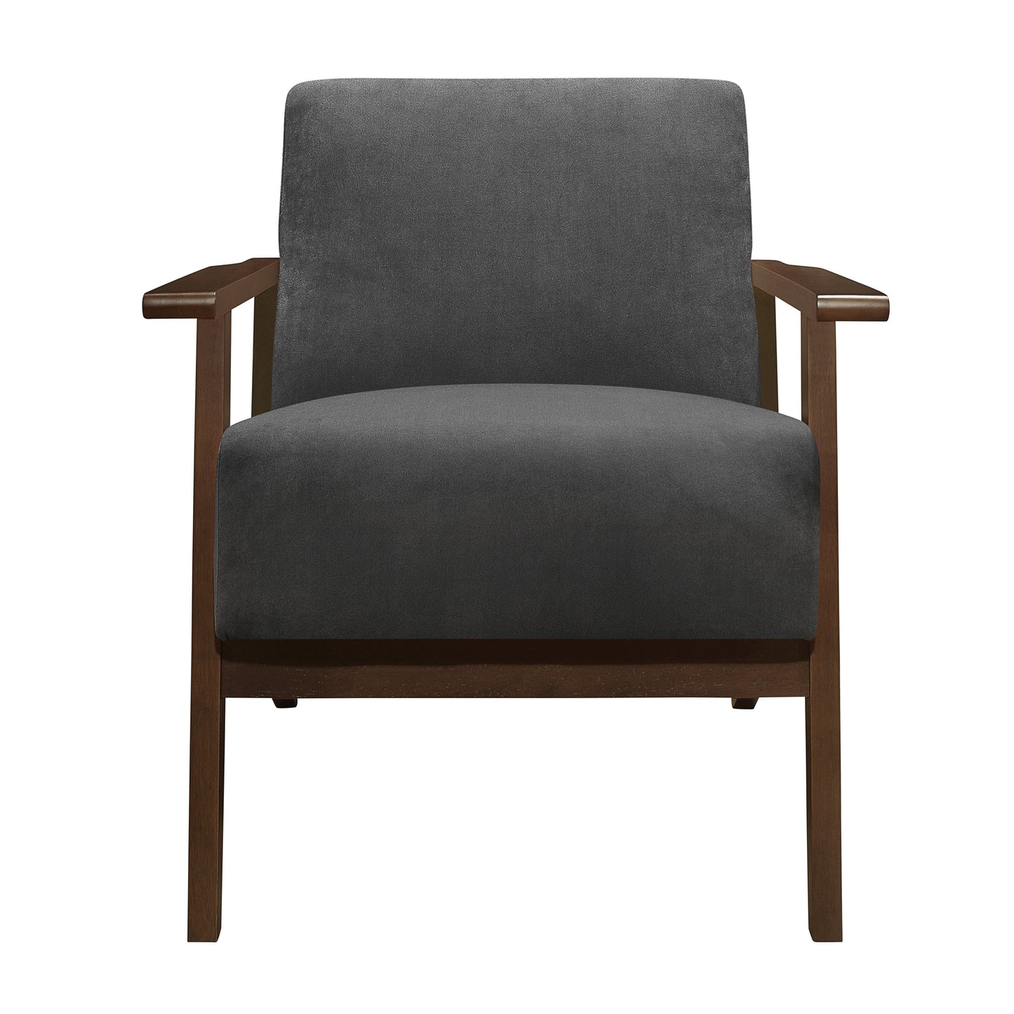 Homelegance August Accent Chair in Dark Gray Velvet with Exposed Wood Frame 1031DG-1