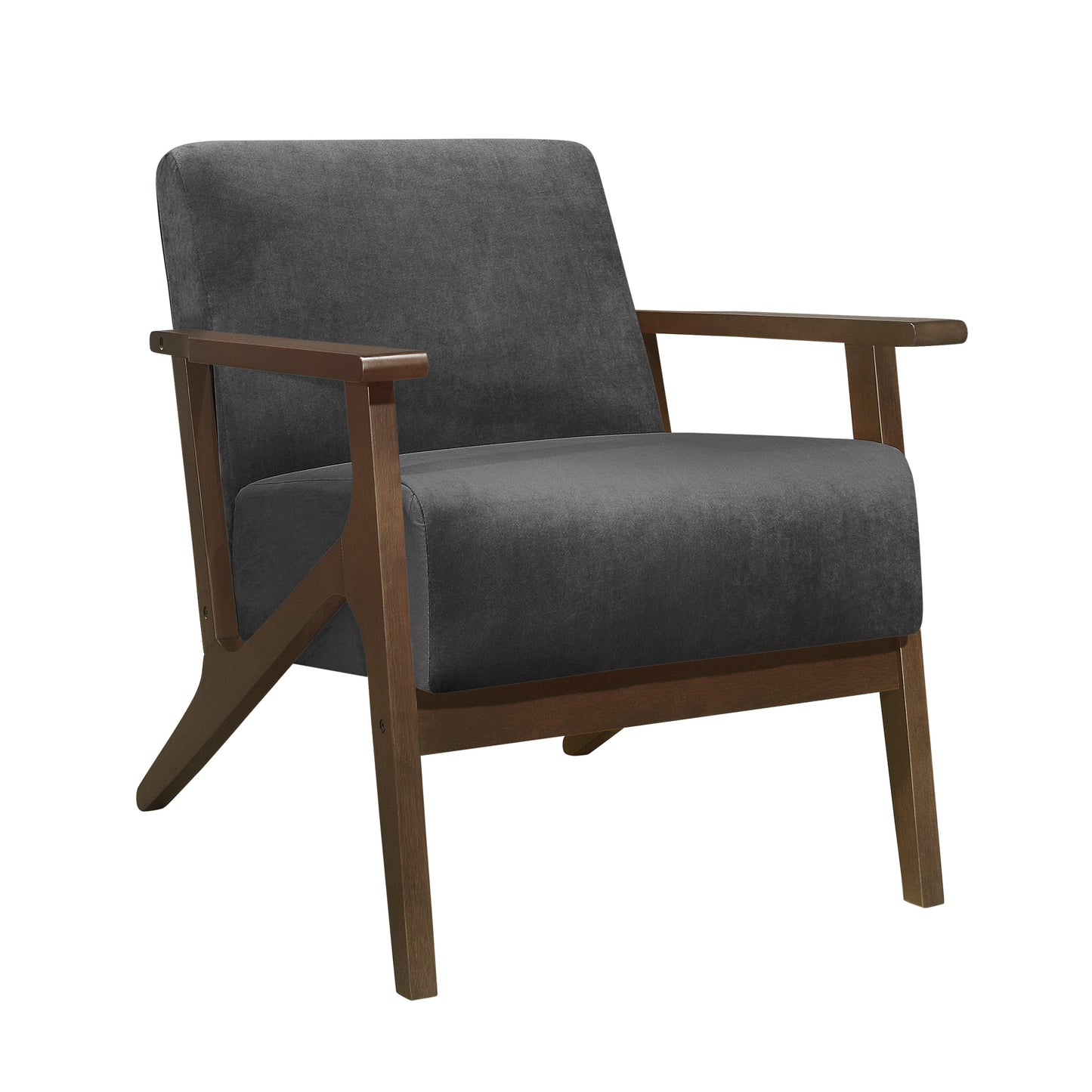 Homelegance August Accent Chair in Dark Gray Velvet with Exposed Wood Frame 1031DG-1
