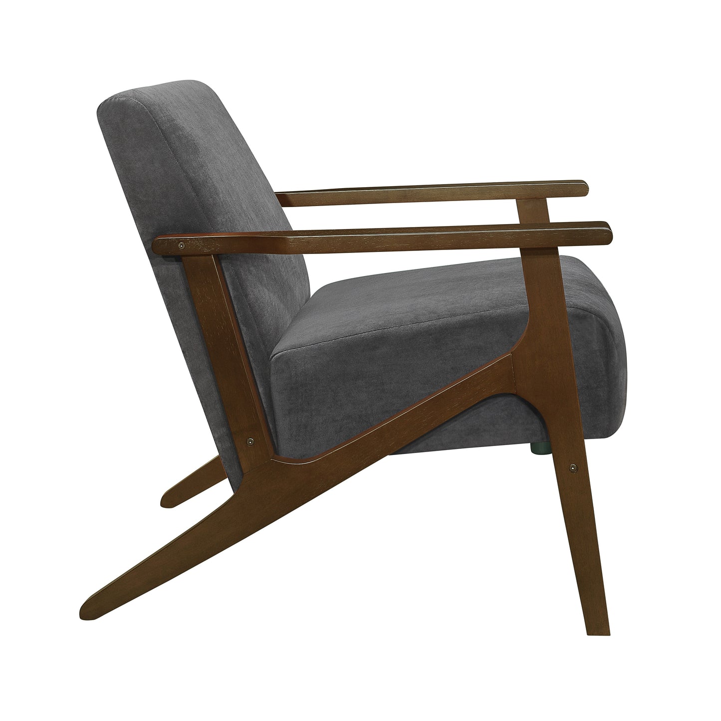 Homelegance August Accent Chair in Dark Gray Velvet with Exposed Wood Frame 1031DG-1