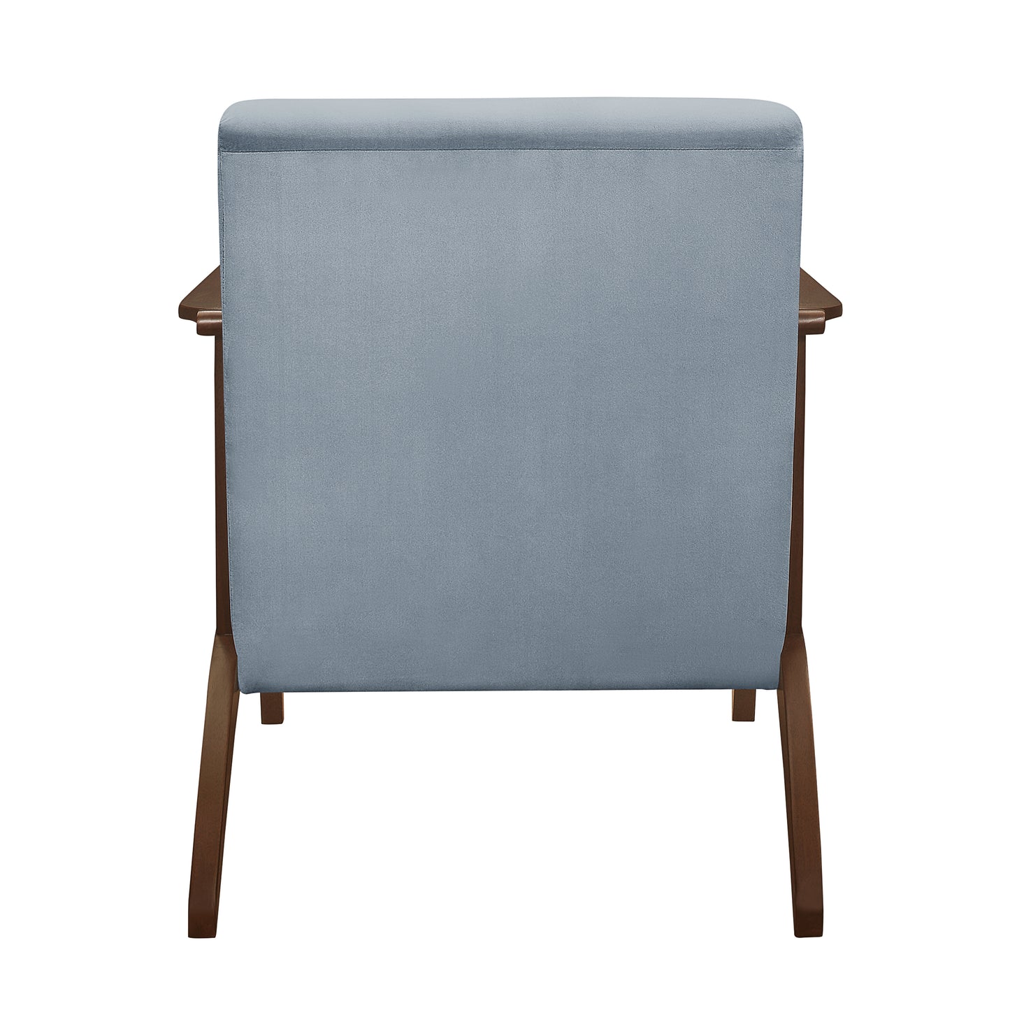 Homelegance Carlson Accent Chair in Blue Gray Velvet with Dark Walnut Finish 1032BGY-1