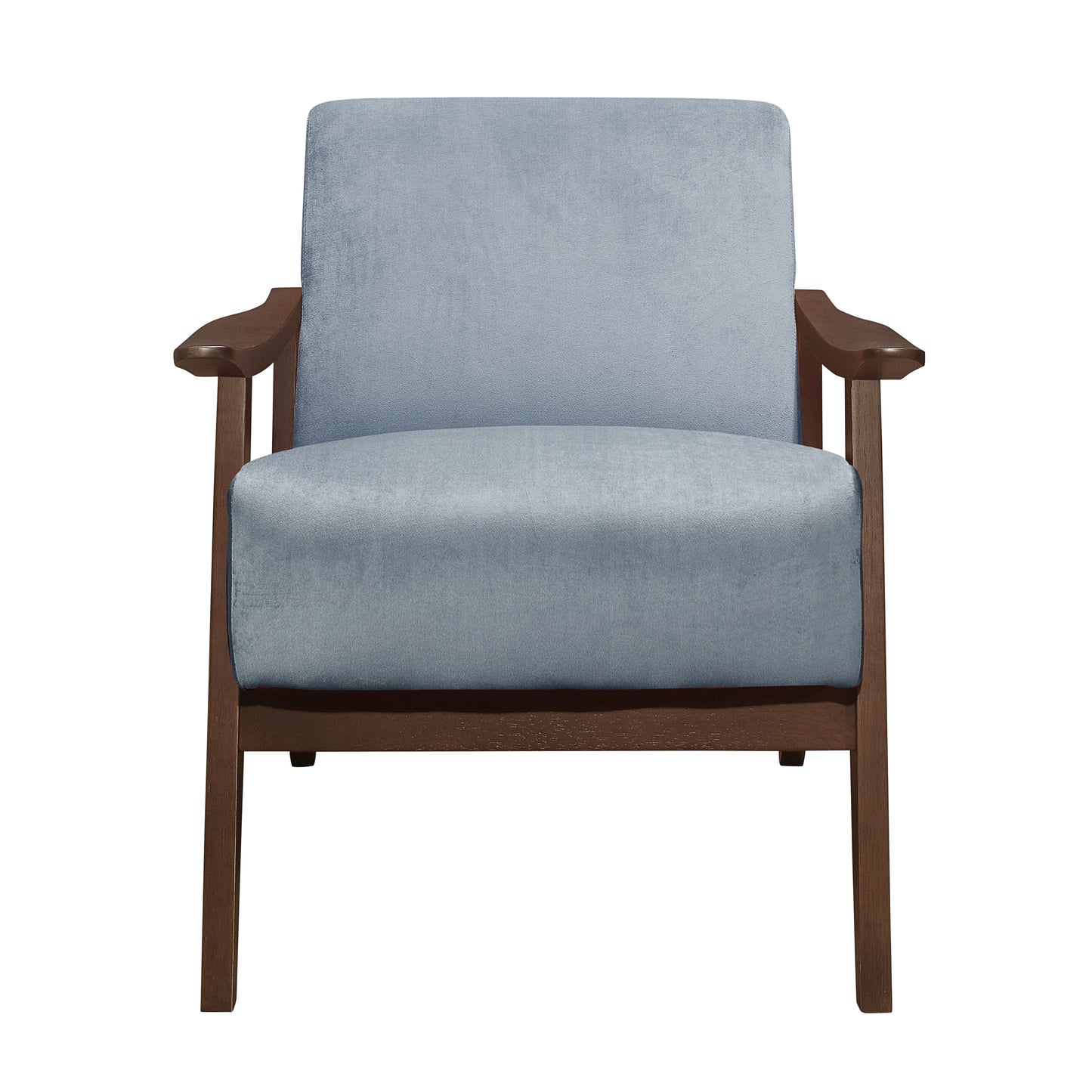 Homelegance Carlson Accent Chair in Blue Gray Velvet with Dark Walnut Finish 1032BGY-1