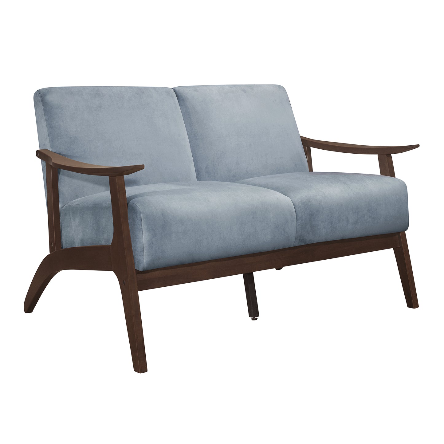 Homelegance Carlson Loveseat in Blue Gray Velvet 1032BGY-2