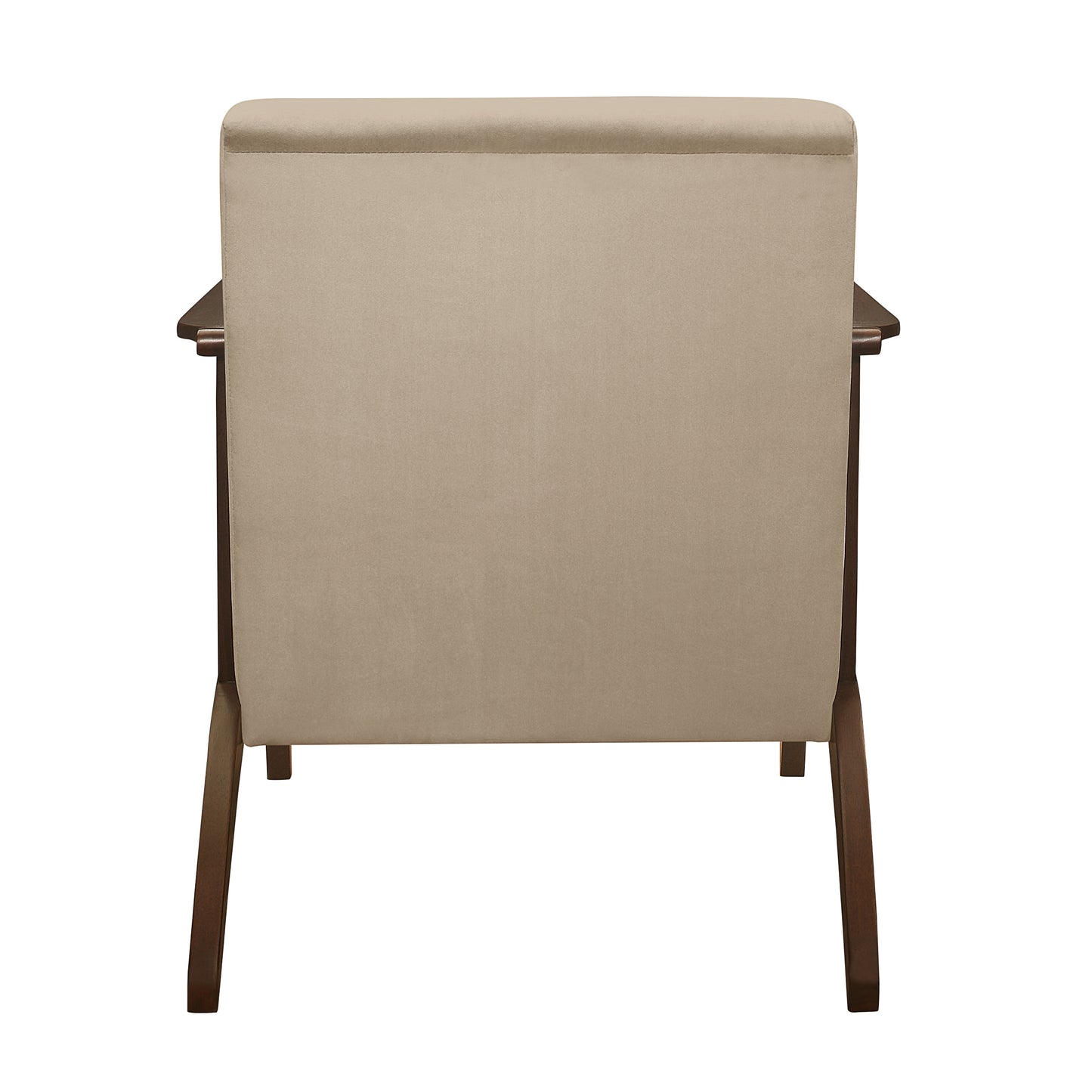 Homelegance Carlson Accent Chair in Light Brown Velvet with Dark Walnut Finish 1032BR-1