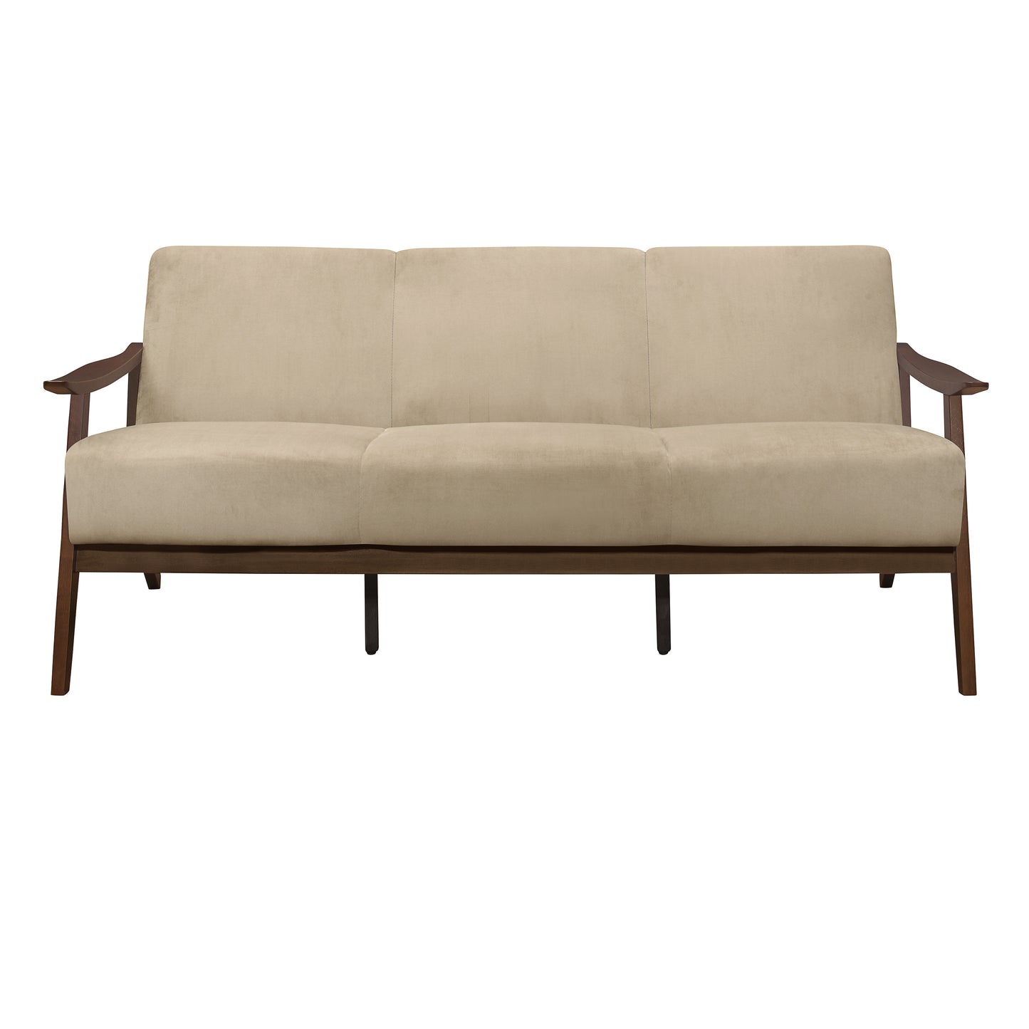 Homelegance Carlson Sectional Sofa Light Brown Velvet Dark Walnut Finish 1032BR-3