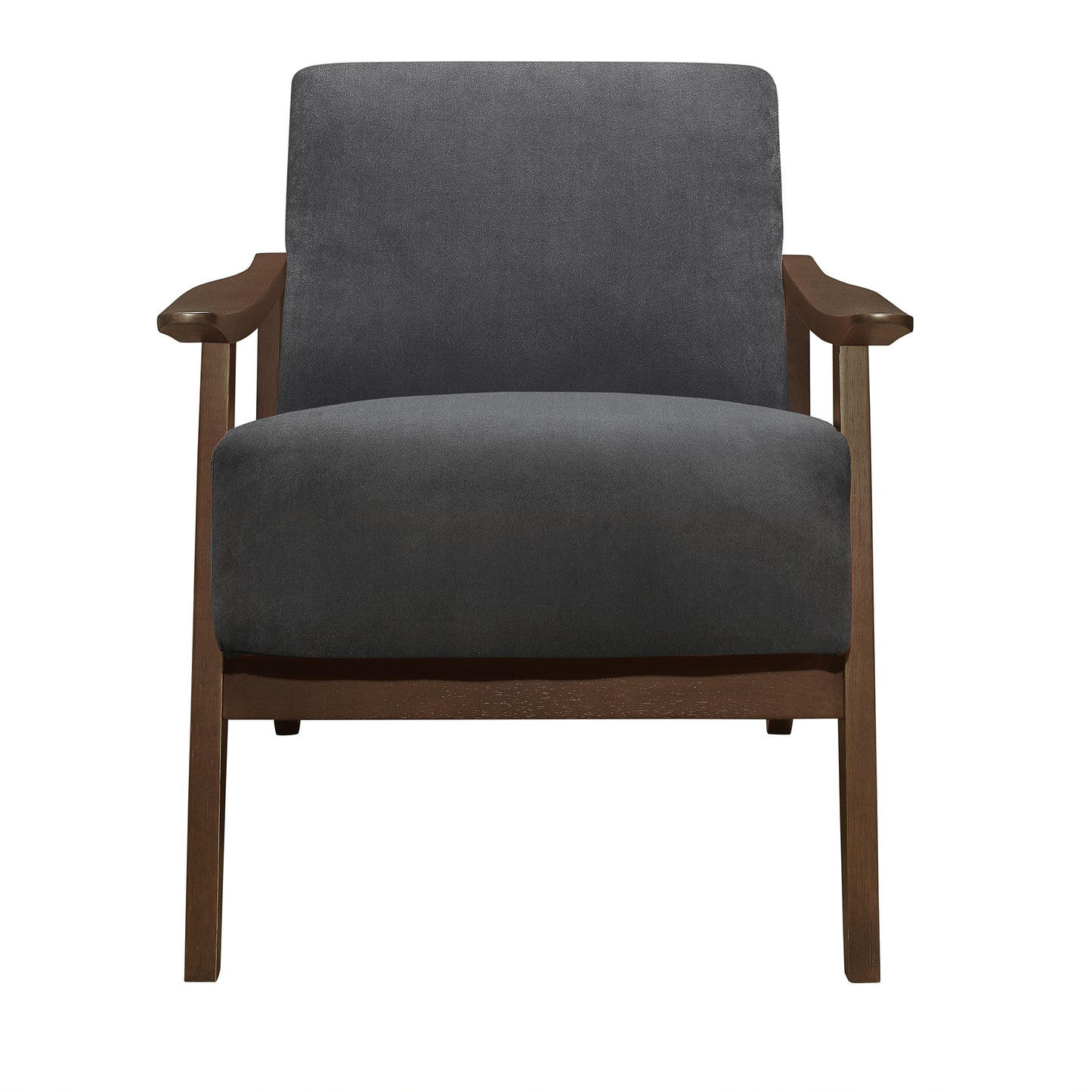 Homelegance Carlson Accent Chair in Dark Gray Velvet with Dark Walnut Finish 1032DG-1