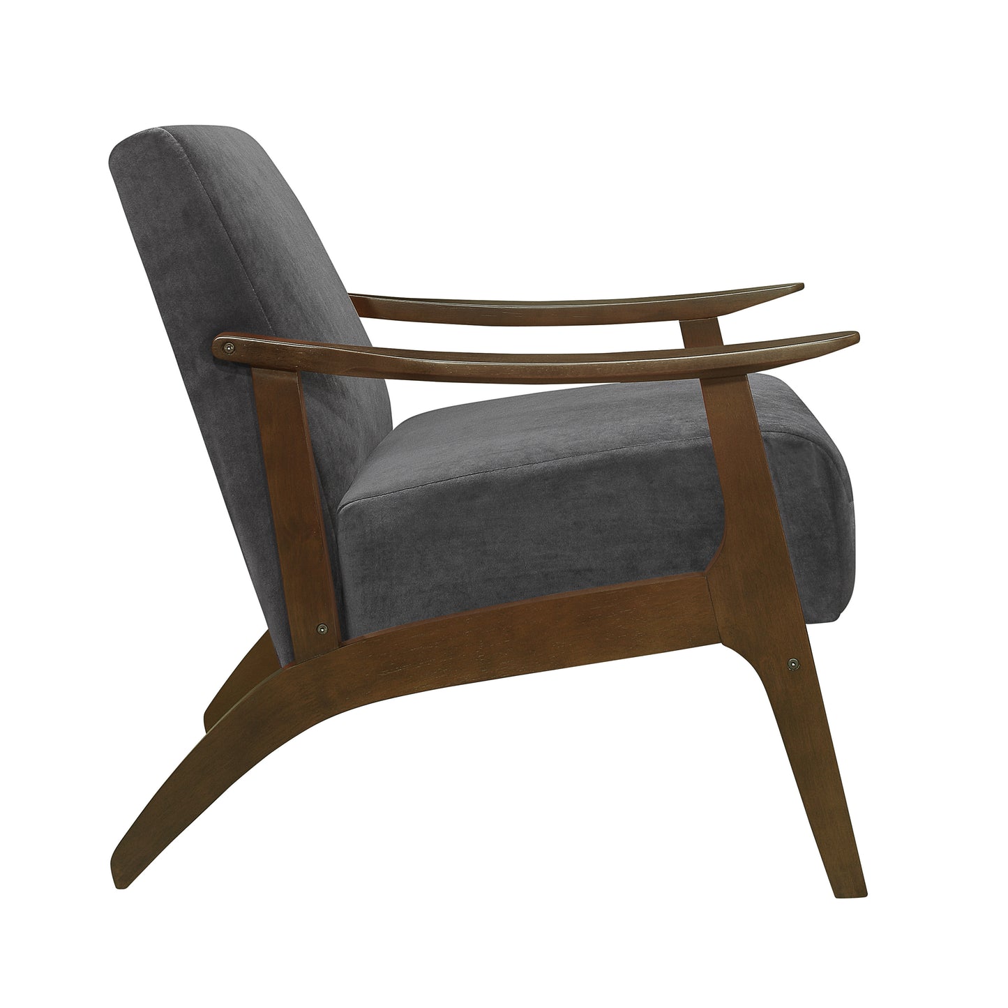 Homelegance Carlson Accent Chair in Dark Gray Velvet with Dark Walnut Finish 1032DG-1