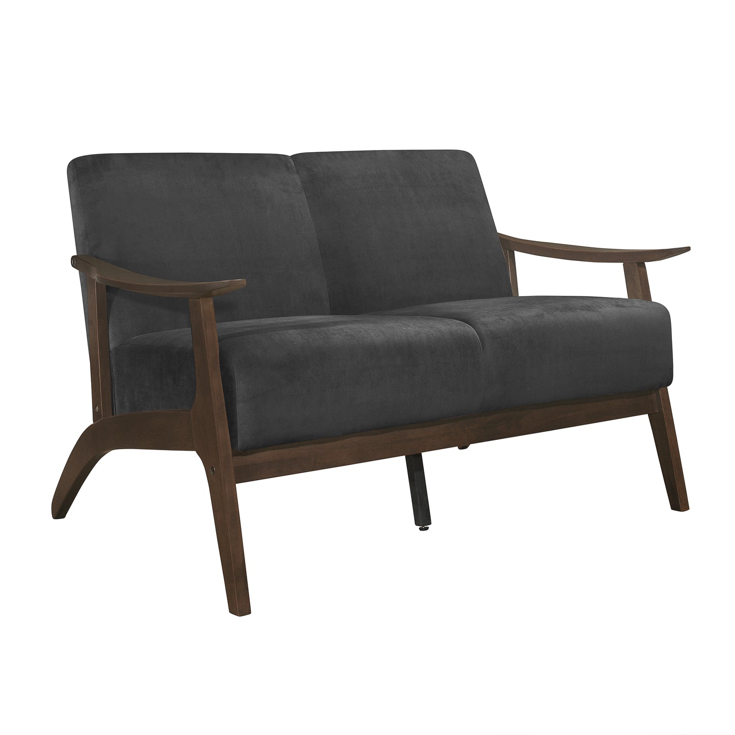 Homelegance Carlson Loveseat Dark Gray Velvet Upholstery 1032DG-2