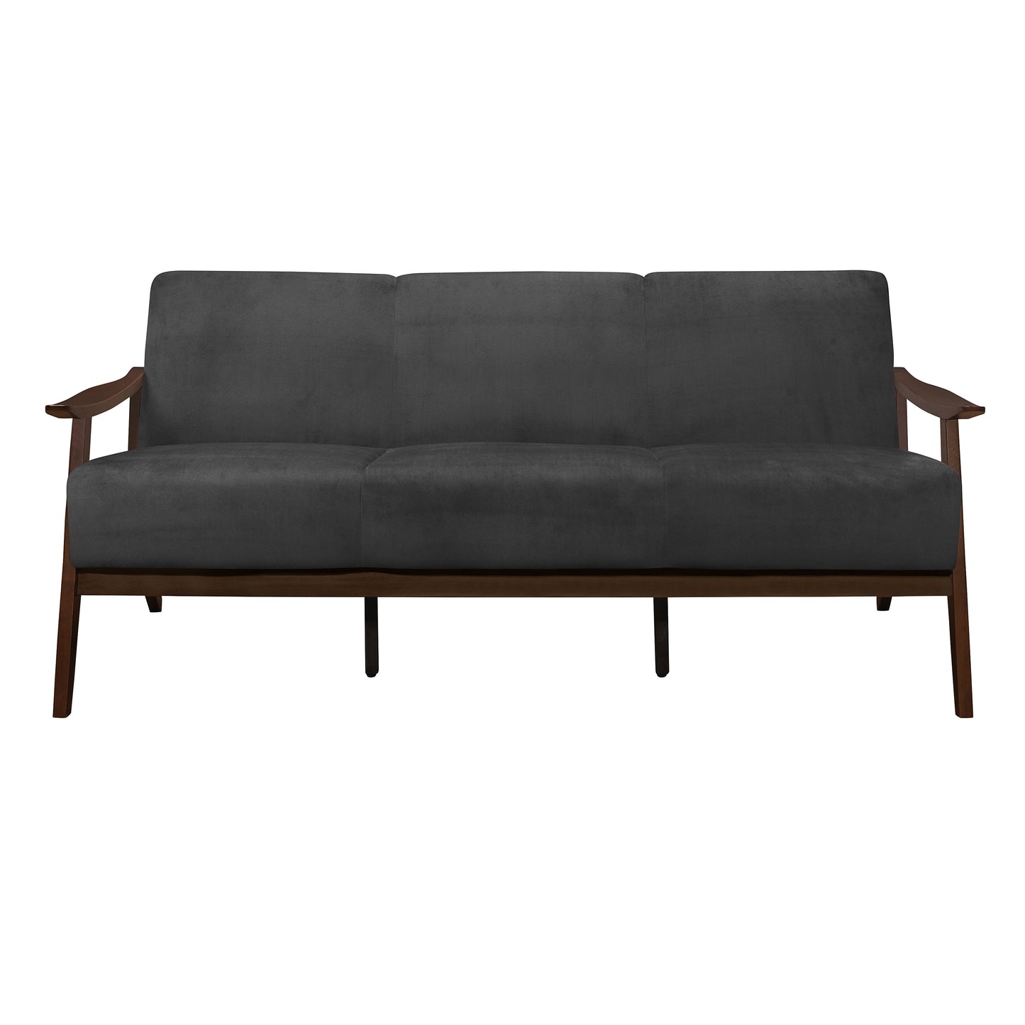 Homelegance Carlson Sectional Sofa Dark Gray Velvet with Dark Walnut Finish 1032DG-3