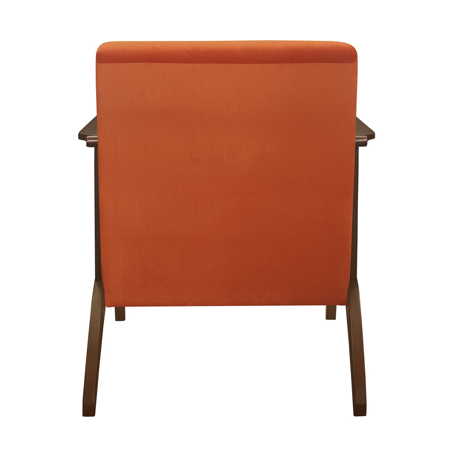 Homelegance Carlson Accent Chair in Orange Velvet with Dark Walnut Finish 1032RN-1
