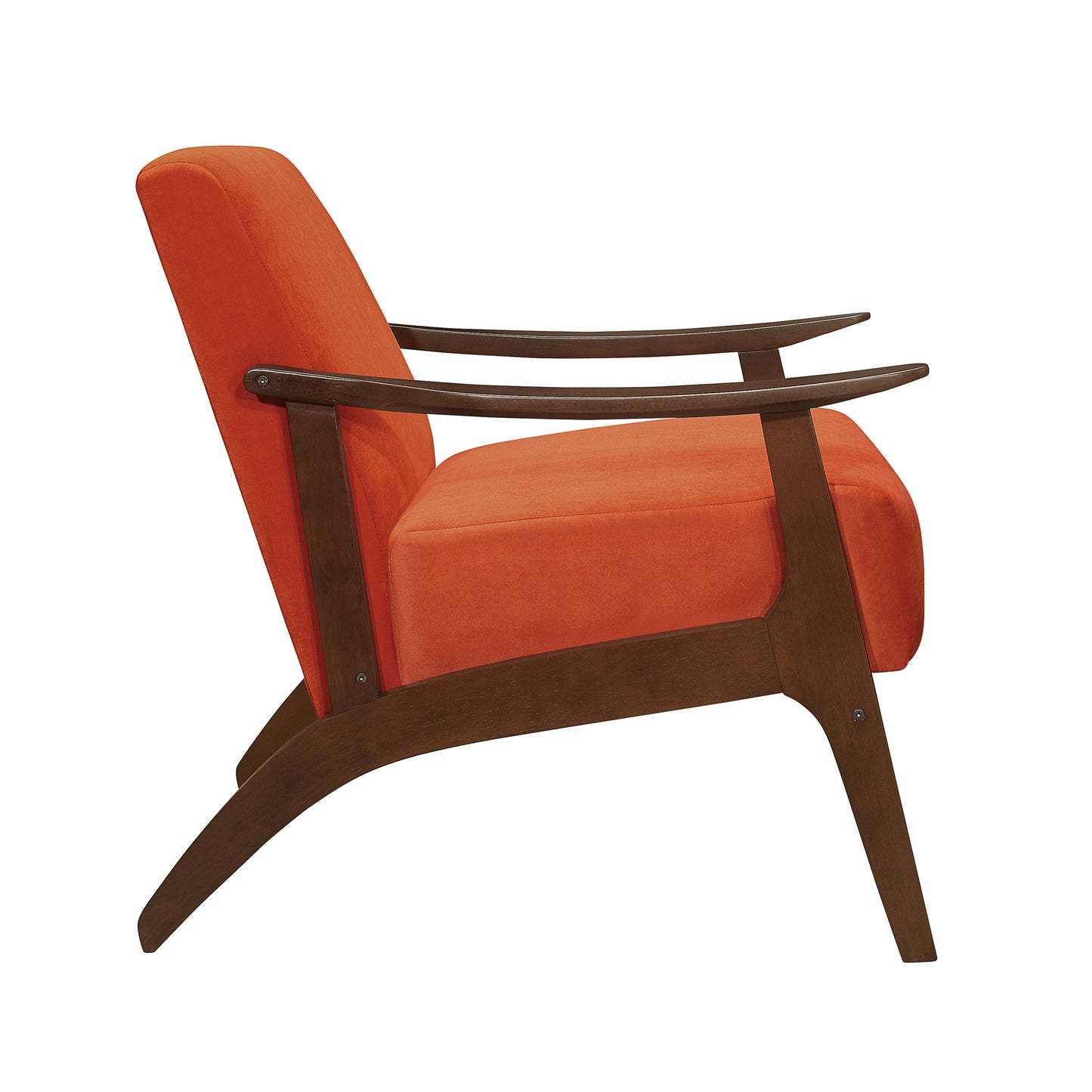 Homelegance Carlson Accent Chair in Orange Velvet with Dark Walnut Finish 1032RN-1