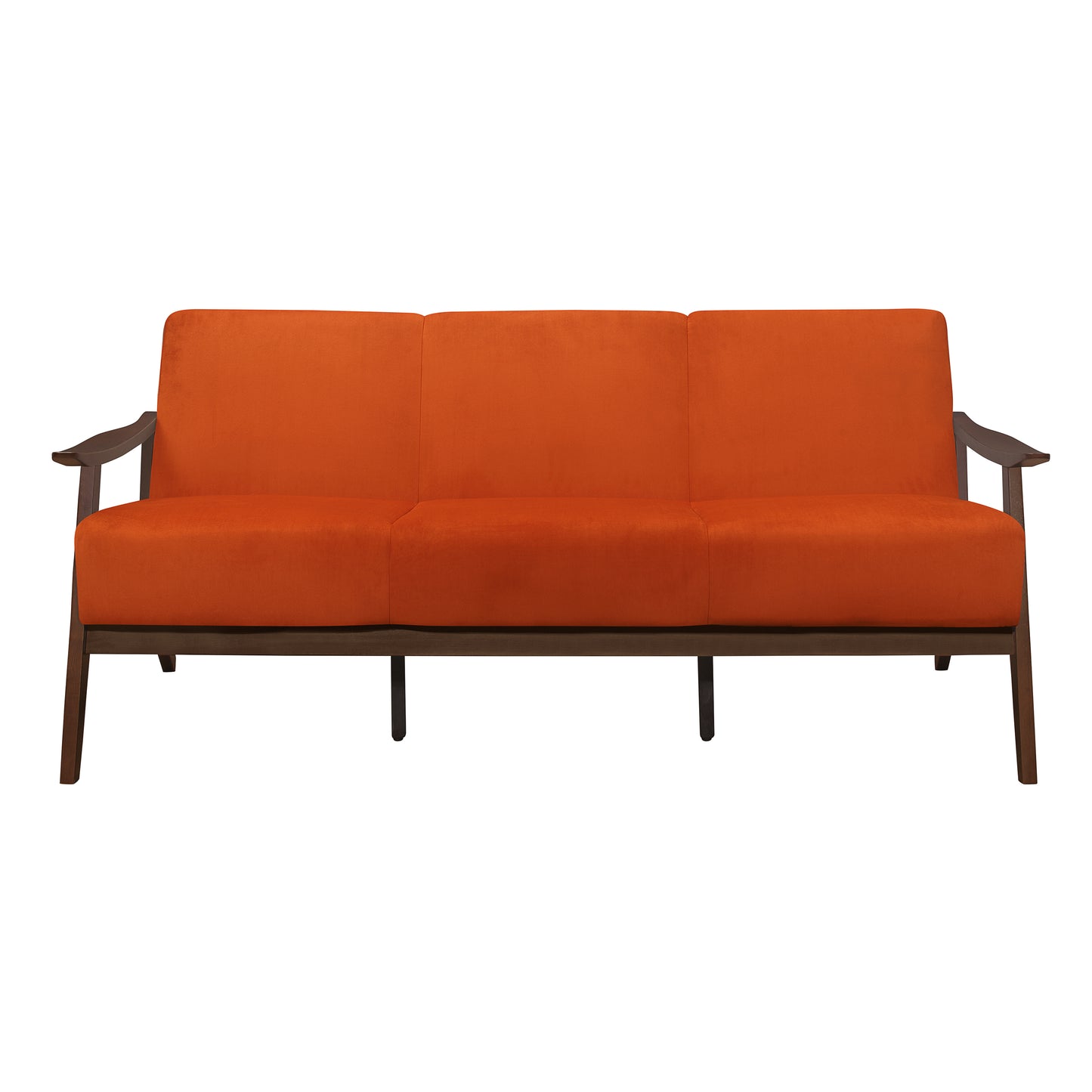 Homelegance Carlson Sectional Sofa Orange Velvet Dark Walnut Finish 1032RN-3