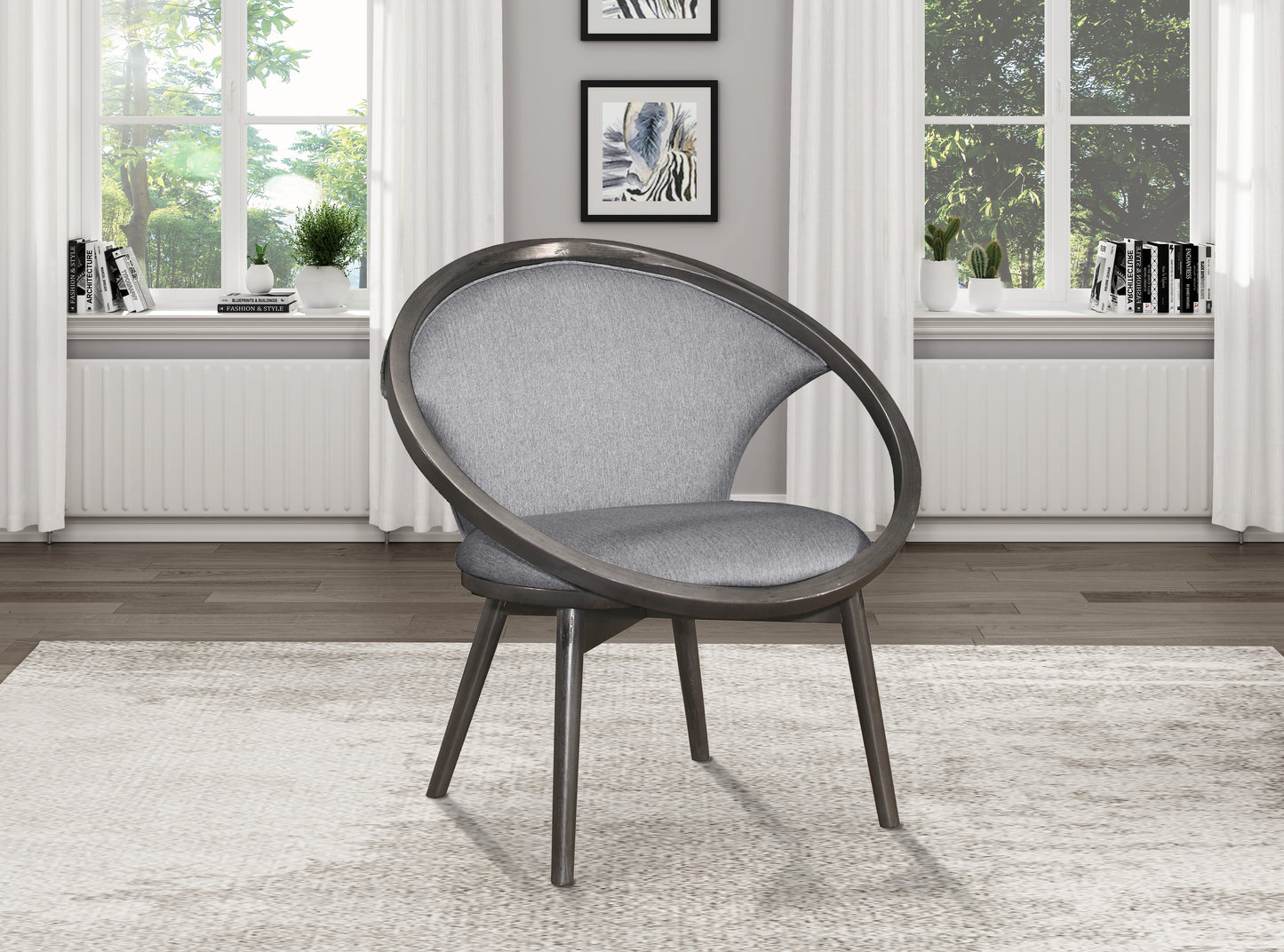 Homelegance Lowery Accent Chair in Gray Tweed Herringbone Fabric 1033F1S