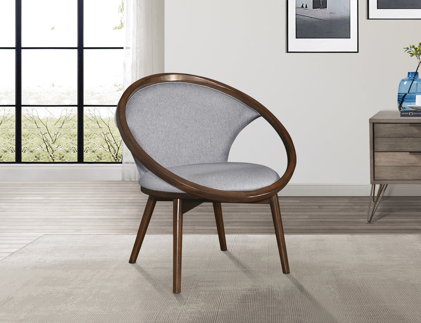 Homelegance Lowery Accent Chair in Gray Tweed Herringbone Fabric 1033F4S