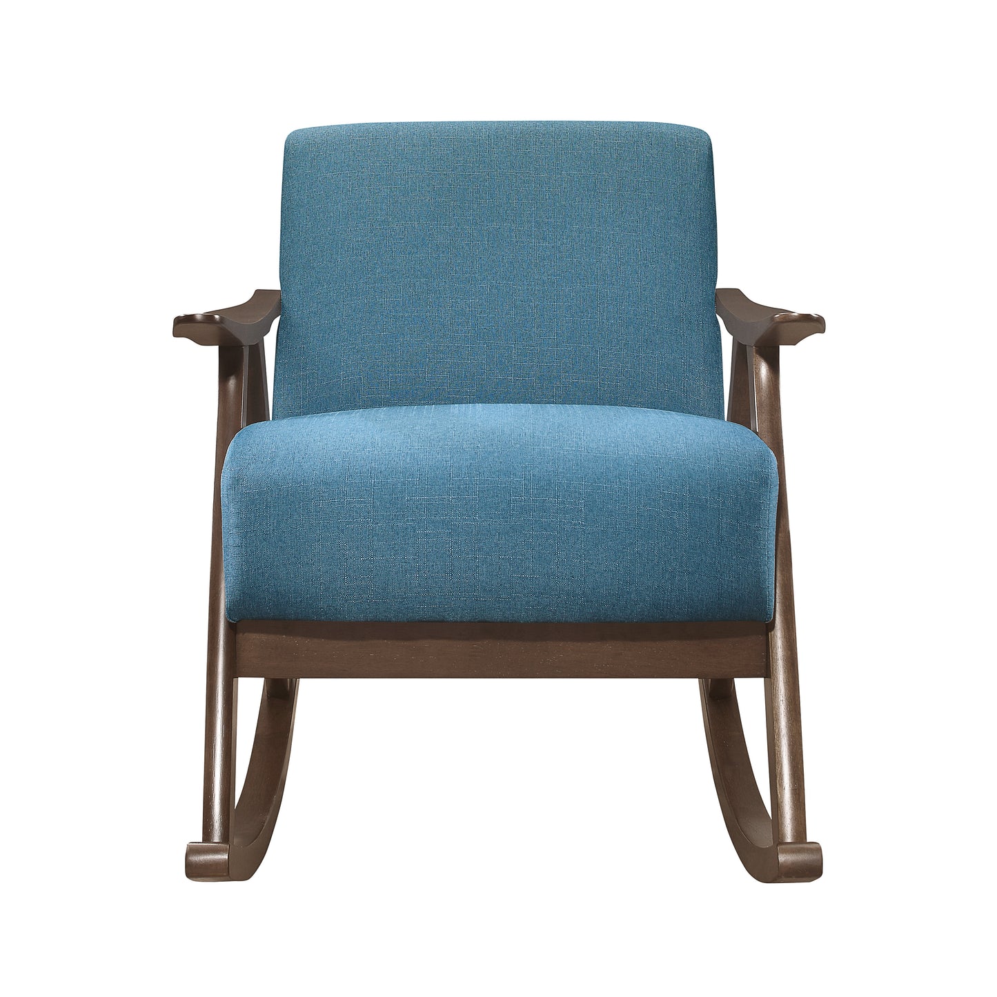Homelegance Waithe Rocking Chair in Textured Blue Fabric with Dark Walnut Finish 1034BU-1