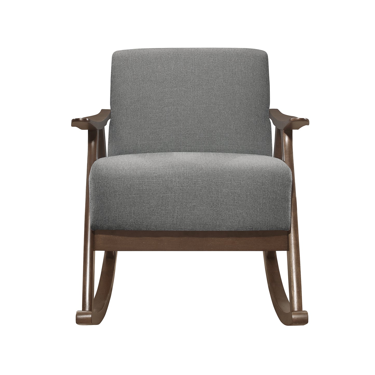 Homelegance Waithe Rocking Chair in Textured Gray Fabric with Dark Walnut Finish 1034GY-1