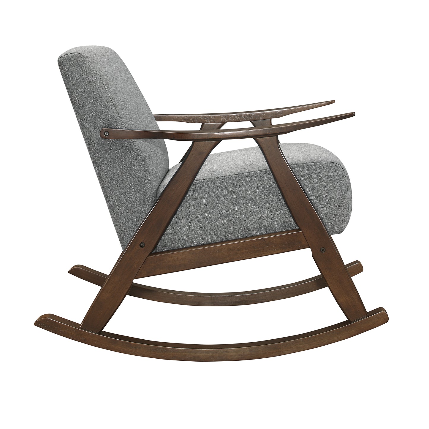 Homelegance Waithe Rocking Chair in Textured Gray Fabric with Dark Walnut Finish 1034GY-1