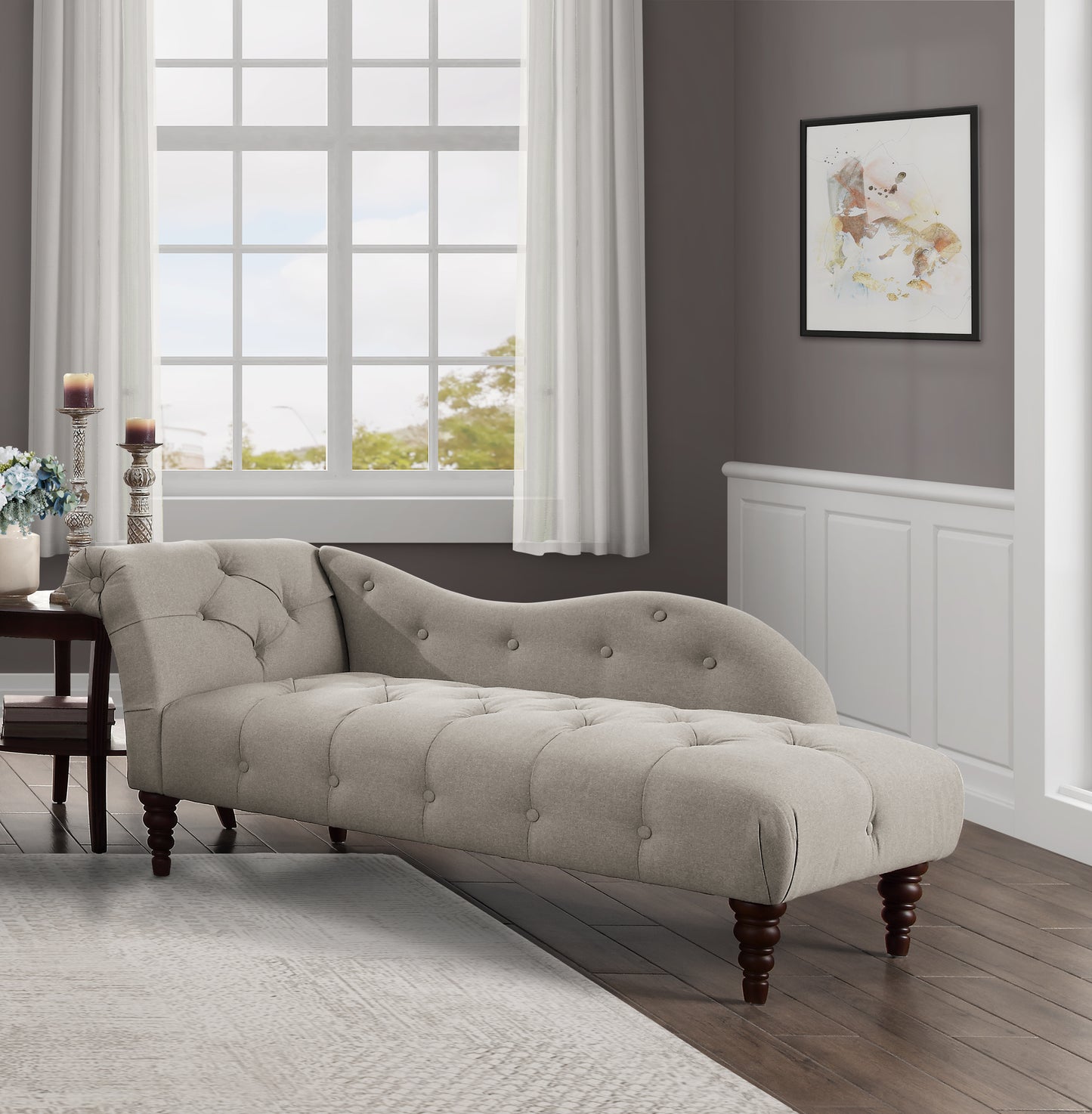 Homelegance Blue Hill Chaises in Brown Textured Fabric with Button Tufting 1044BR-5