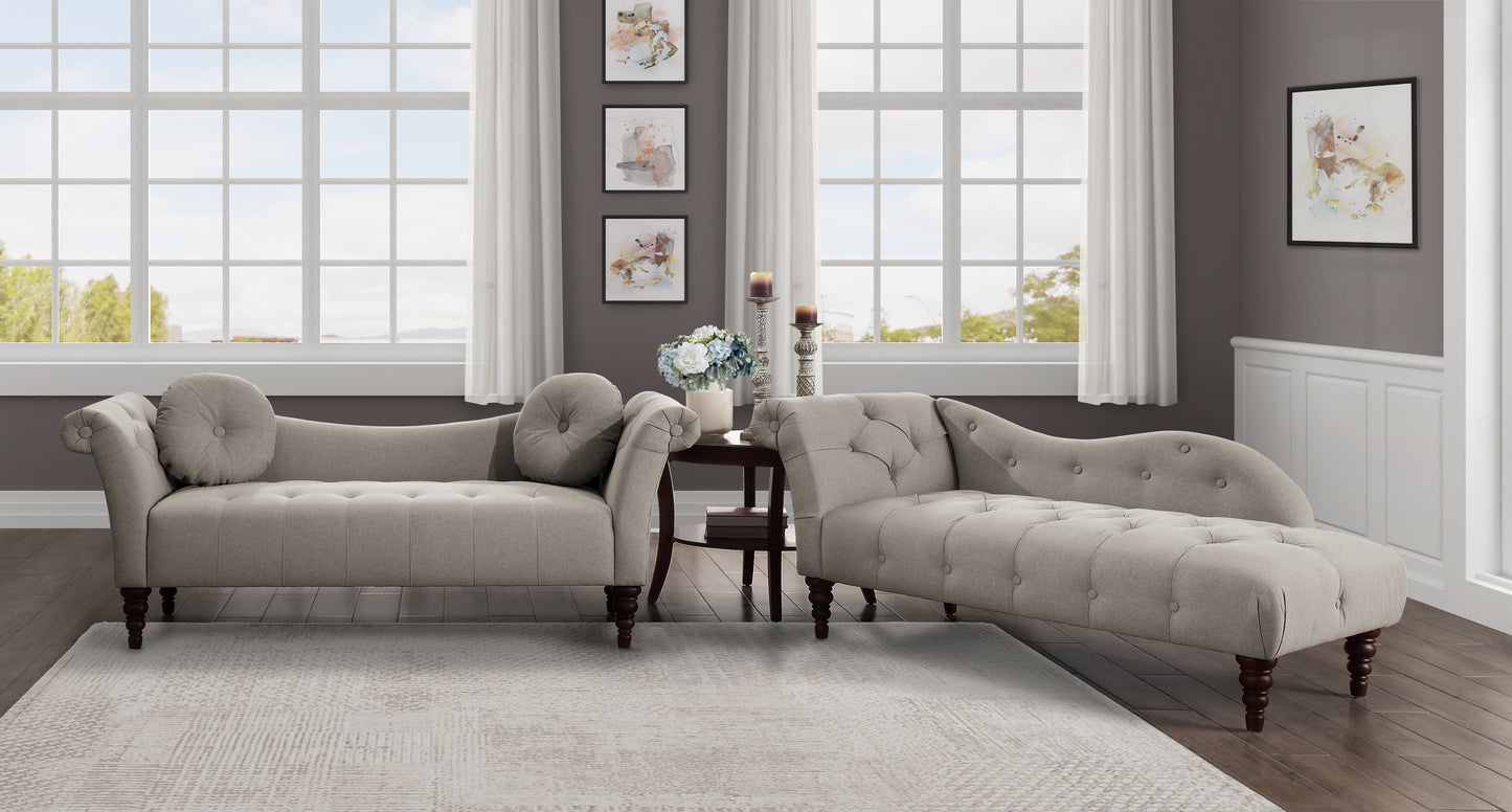 Homelegance Blue Hill Chaises in Brown Textured Fabric with Button Tufting 1044BR-5
