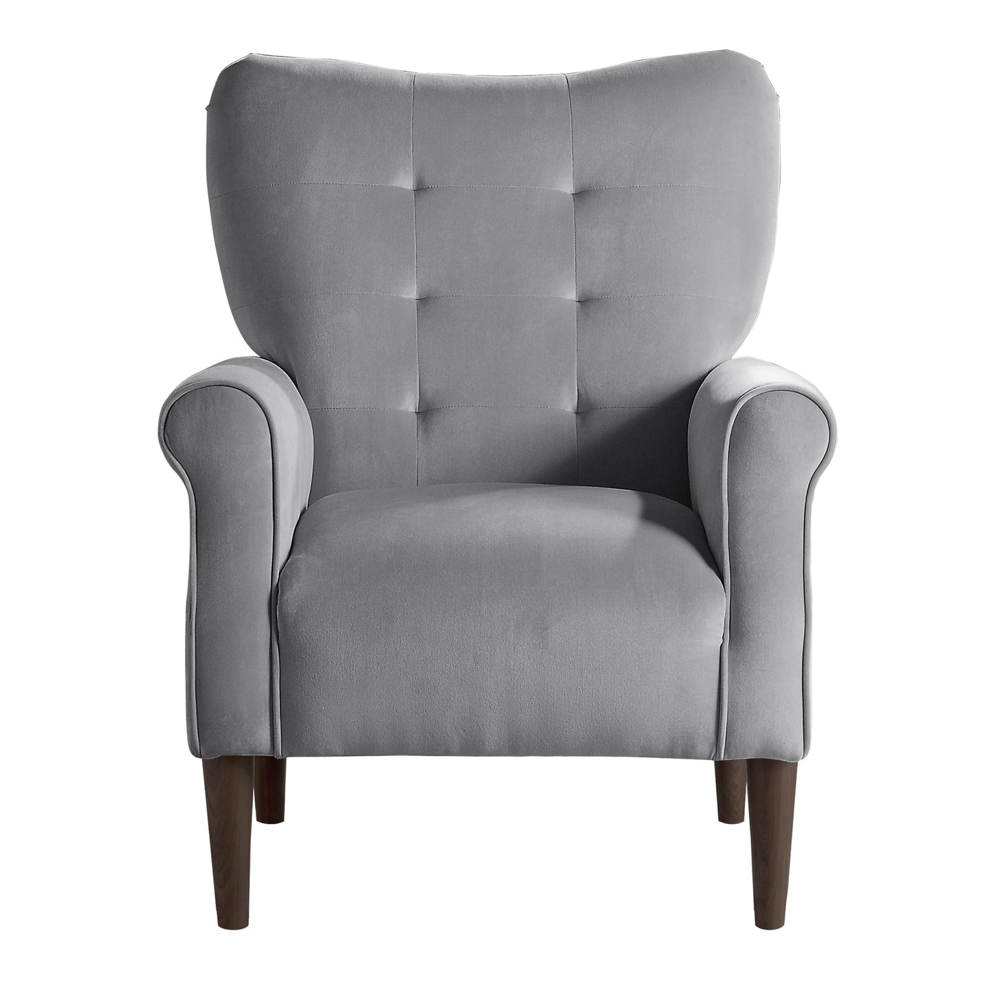Homelegance Kyrie Accent Chair in Dark Gray Velvet with Tufted Back 1046DG-1