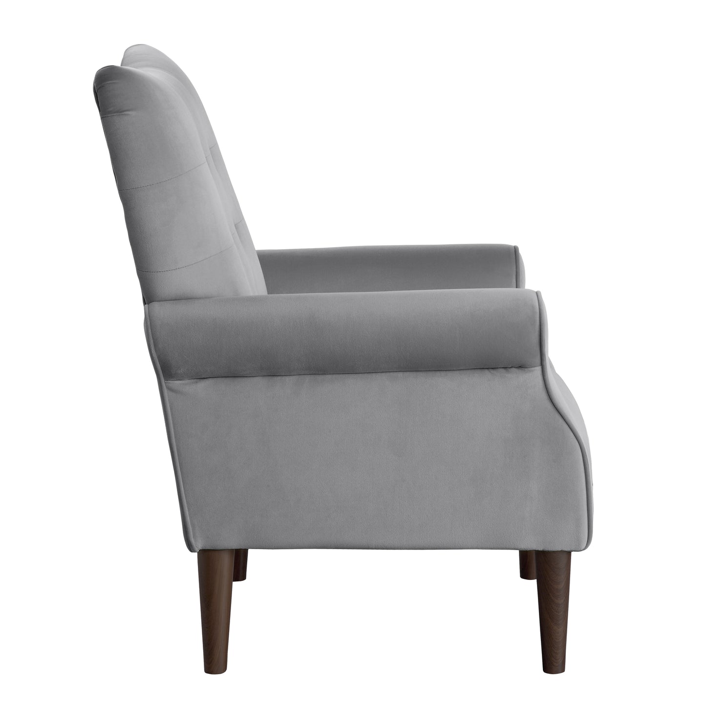 Homelegance Kyrie Accent Chair in Dark Gray Velvet with Tufted Back 1046DG-1