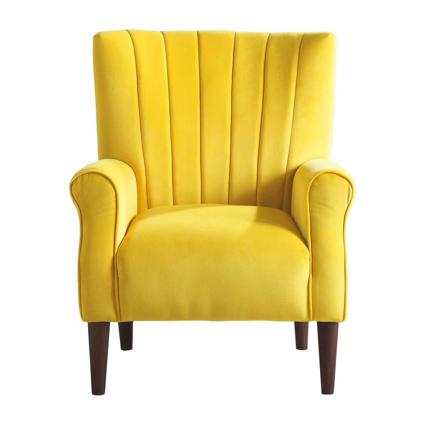 Homelegance Urielle Accent Chair in Yellow Velvet with Channel Tufted Back 1047YW-1