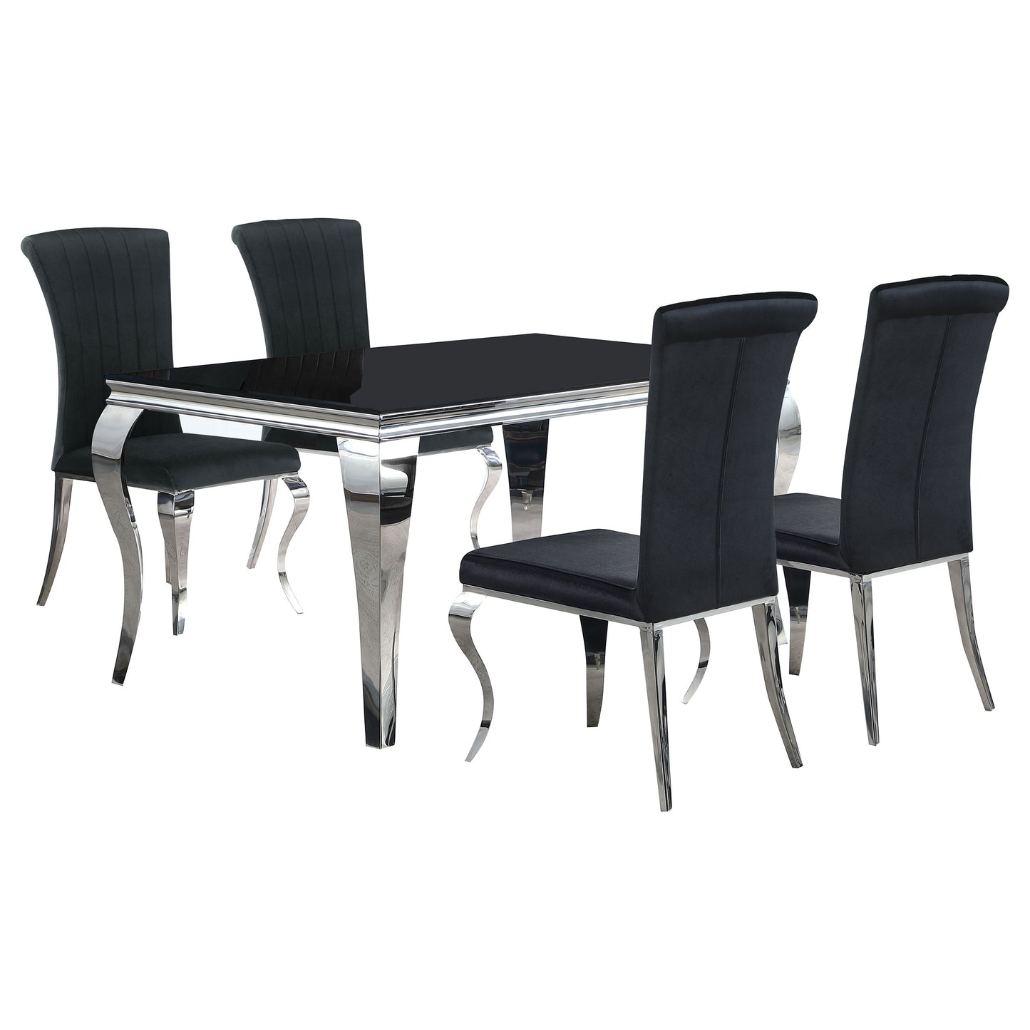 Carone 5-piece 61" Rectangular Black Glass Dining Set Black
