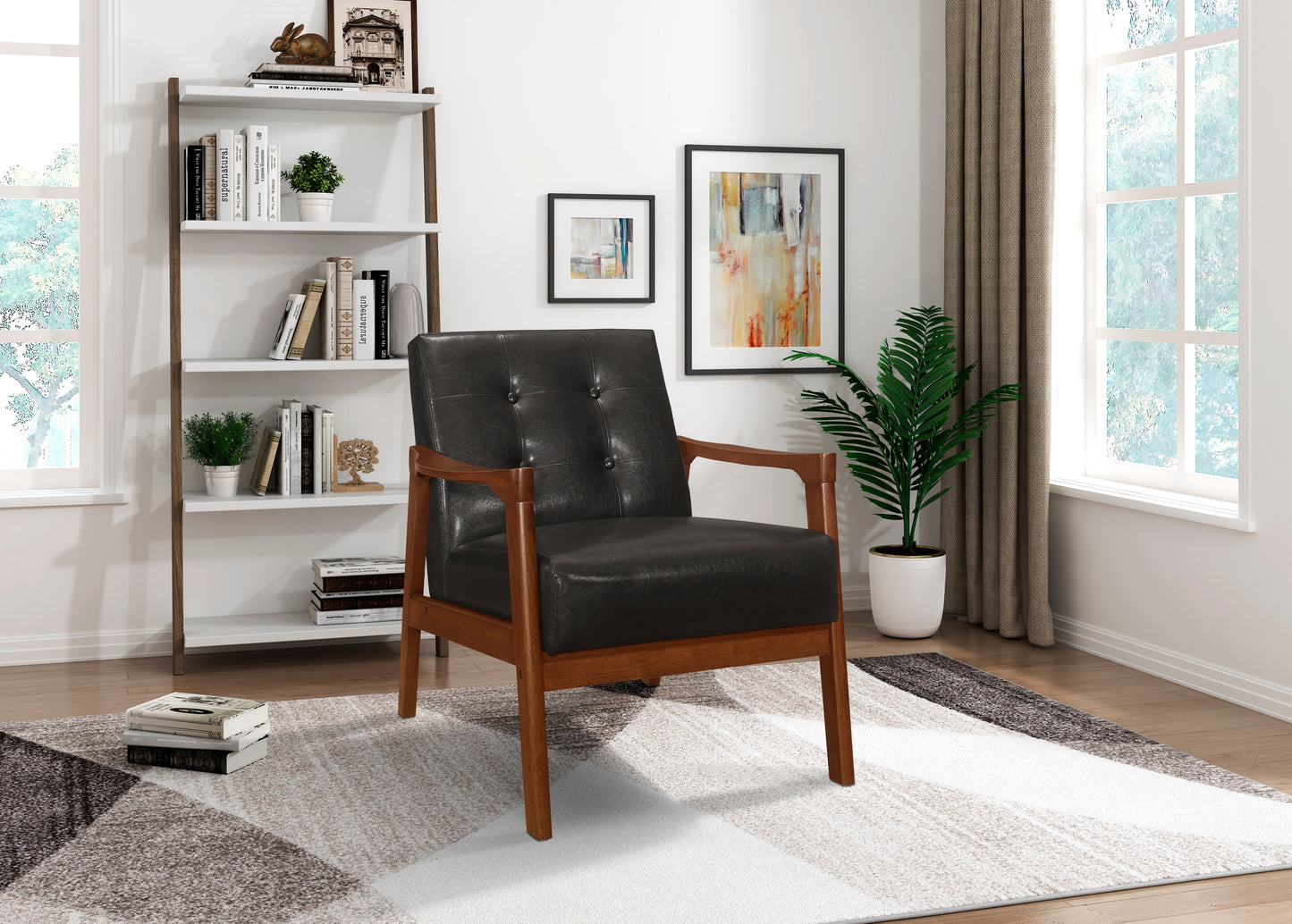 Homelegance Alby Accent Chair Dark Brown Faux Leather 1050DB-1