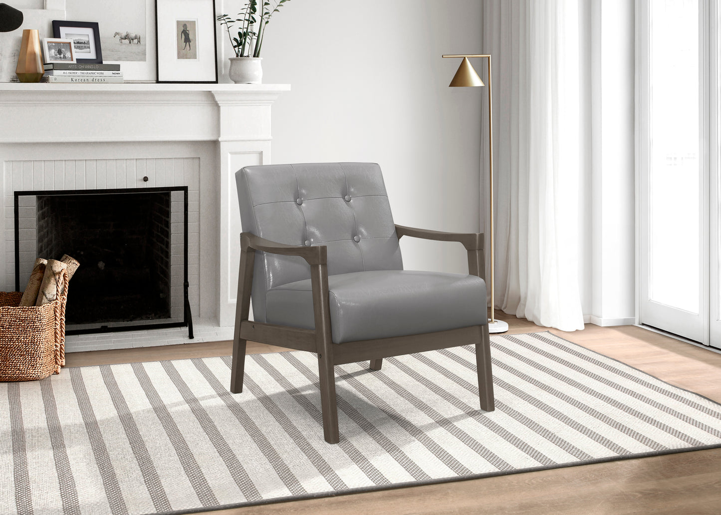 Homelegance Alby Accent Chair in Light Gray Faux Leather 1050GY-1