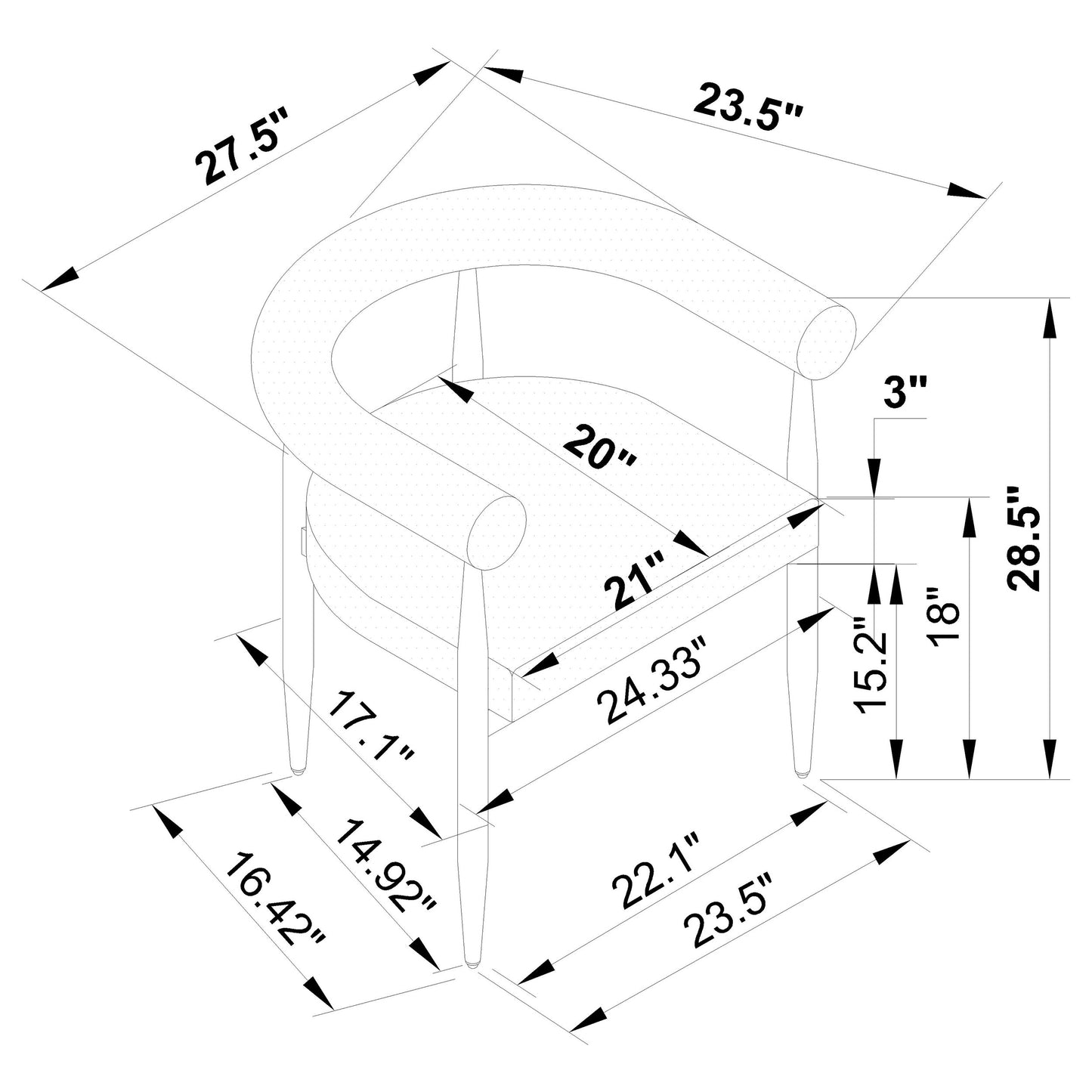 Dunmore Boucle Upholstered Dining Arm Chair Black (Set of 2)