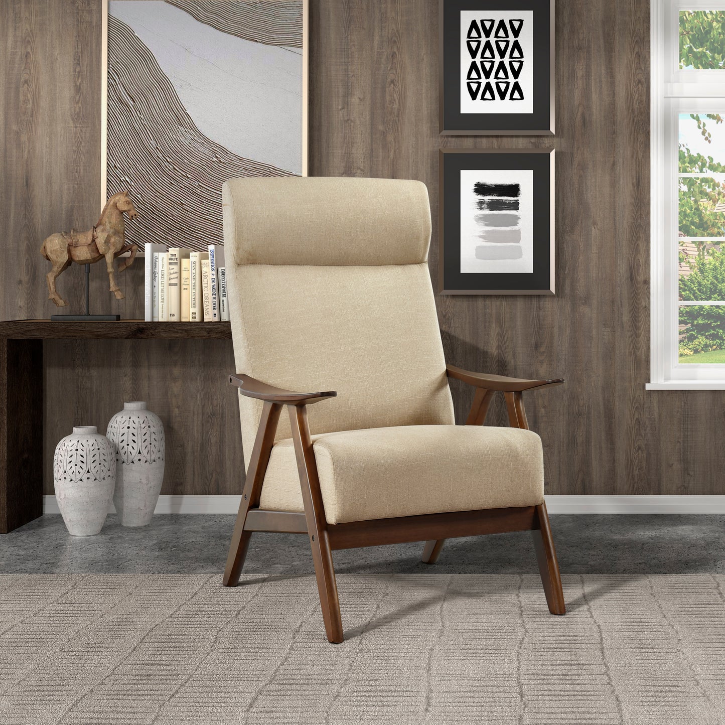 Homelegance Kalmar Accent Chair in Light Brown Textured Fabric 1077BR-1